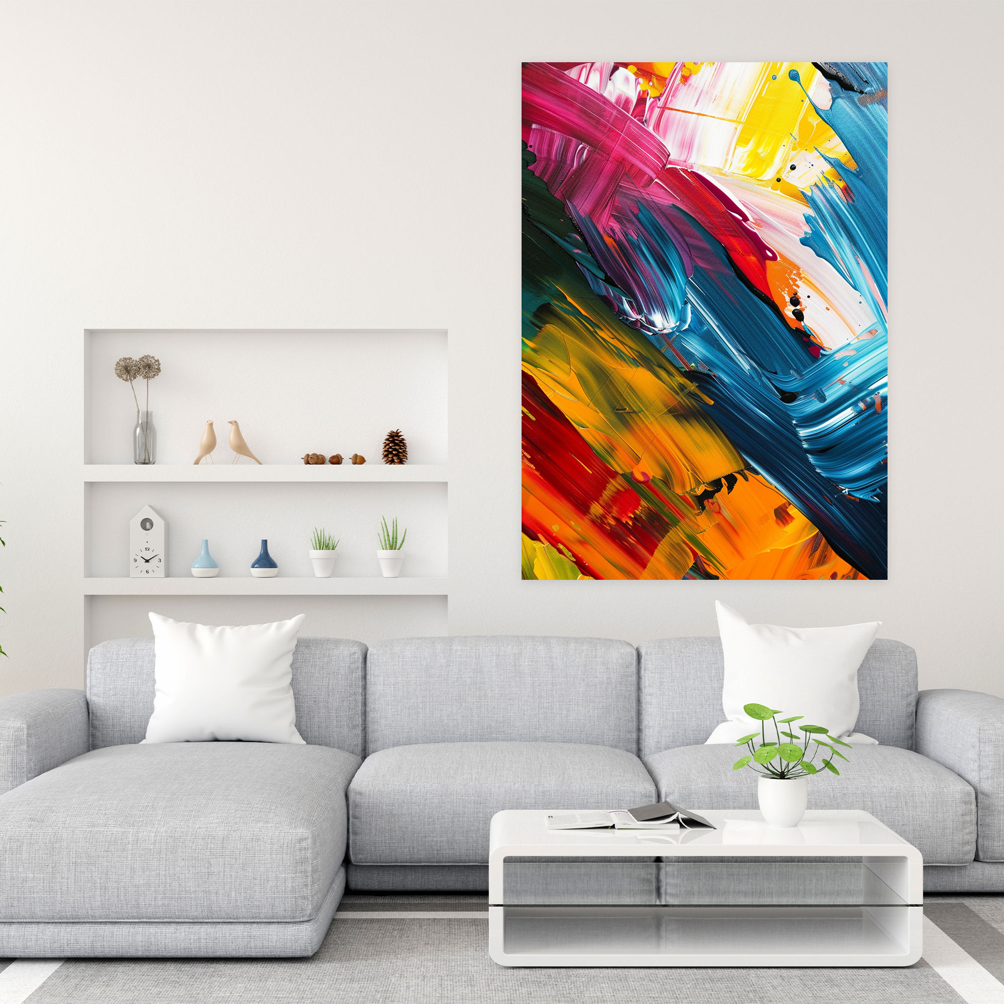 Action Painting Wall Art - Energetic Brush Strokes - Action Painting, Canvas, Wall Art, Home Decoration