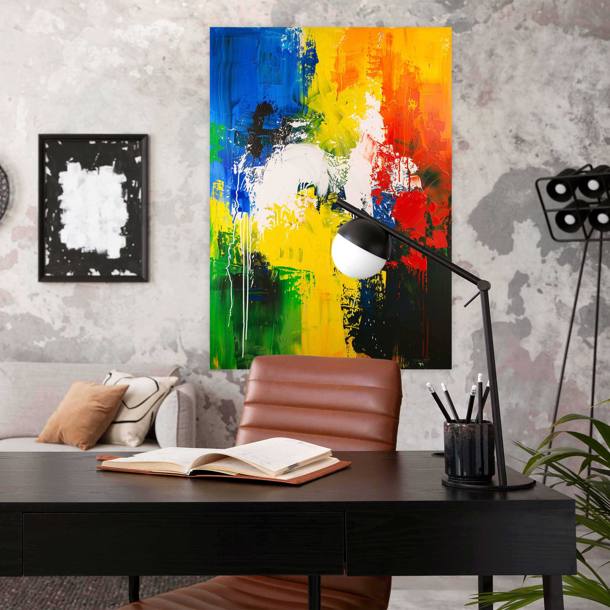 Action Painting Wall Decoration - Bold Vibrant Colors - Action Painting, Wall Decoration, Canvas Print, Action Painting