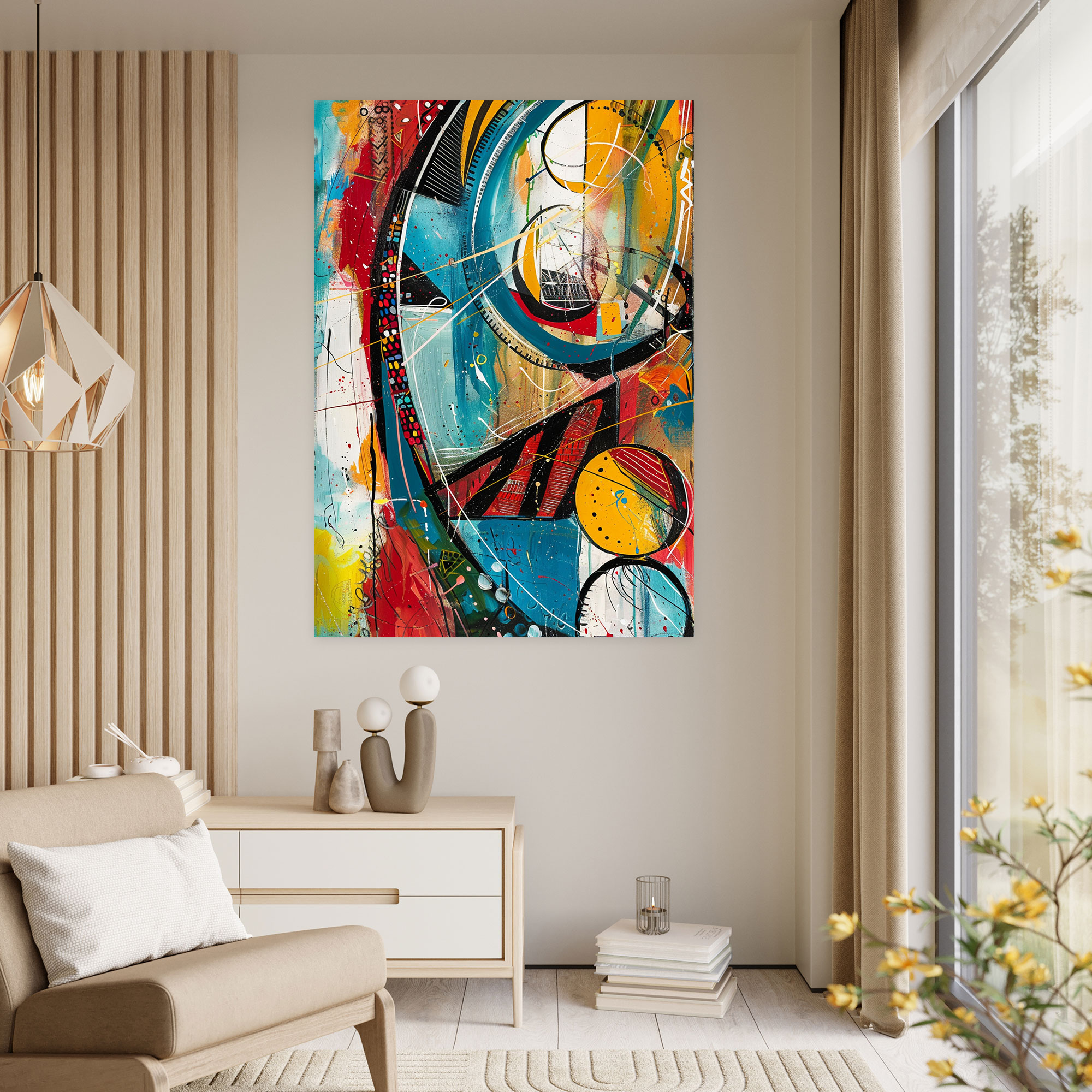 Action Painting Wall Art - Lively Abstract Shapes - Action Painting, Action Painting, Wall Decoration, Home Decoration