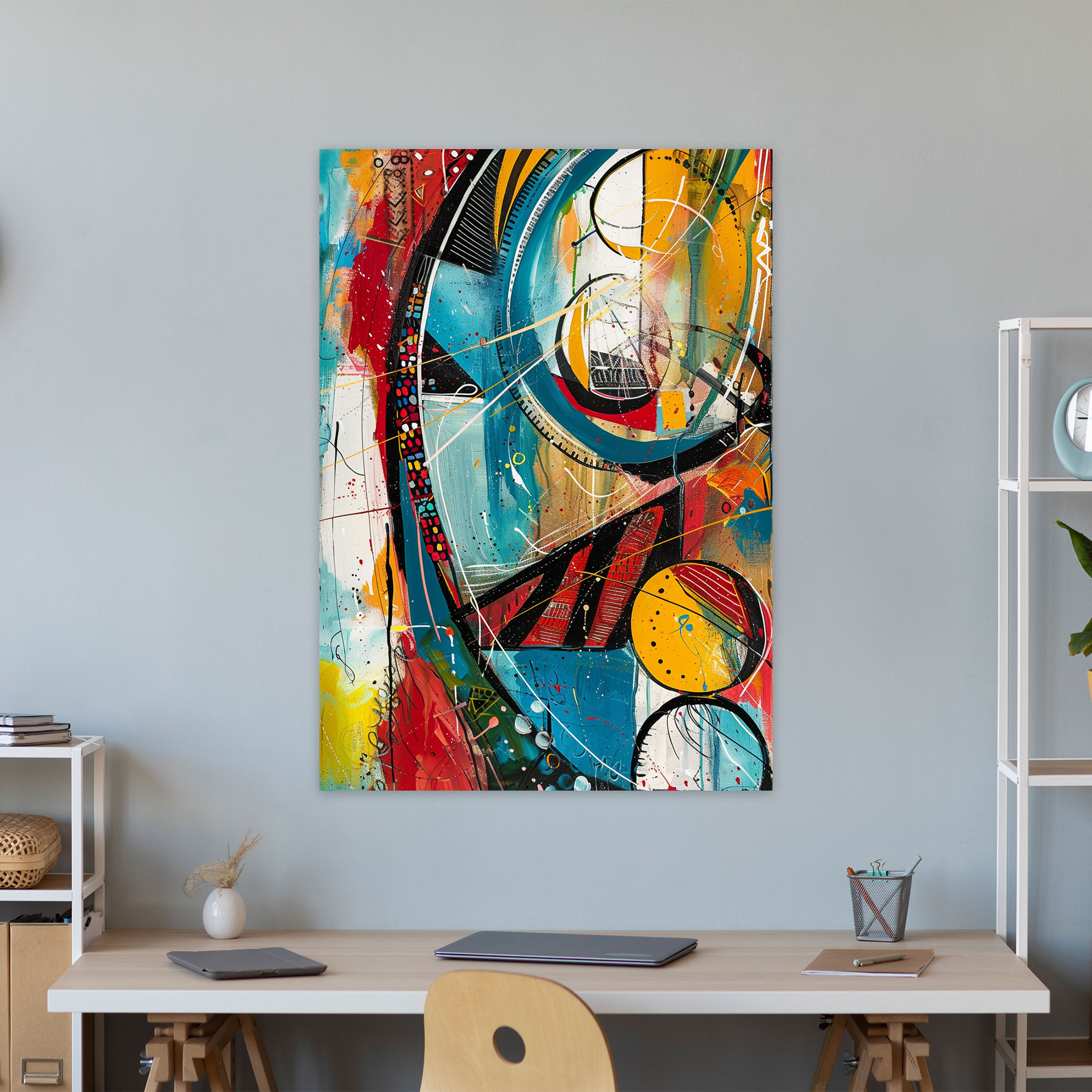 Action Painting Wall Art - Lively Abstract Shapes - Action Painting, Action Painting, Wall Decoration, Home Decoration