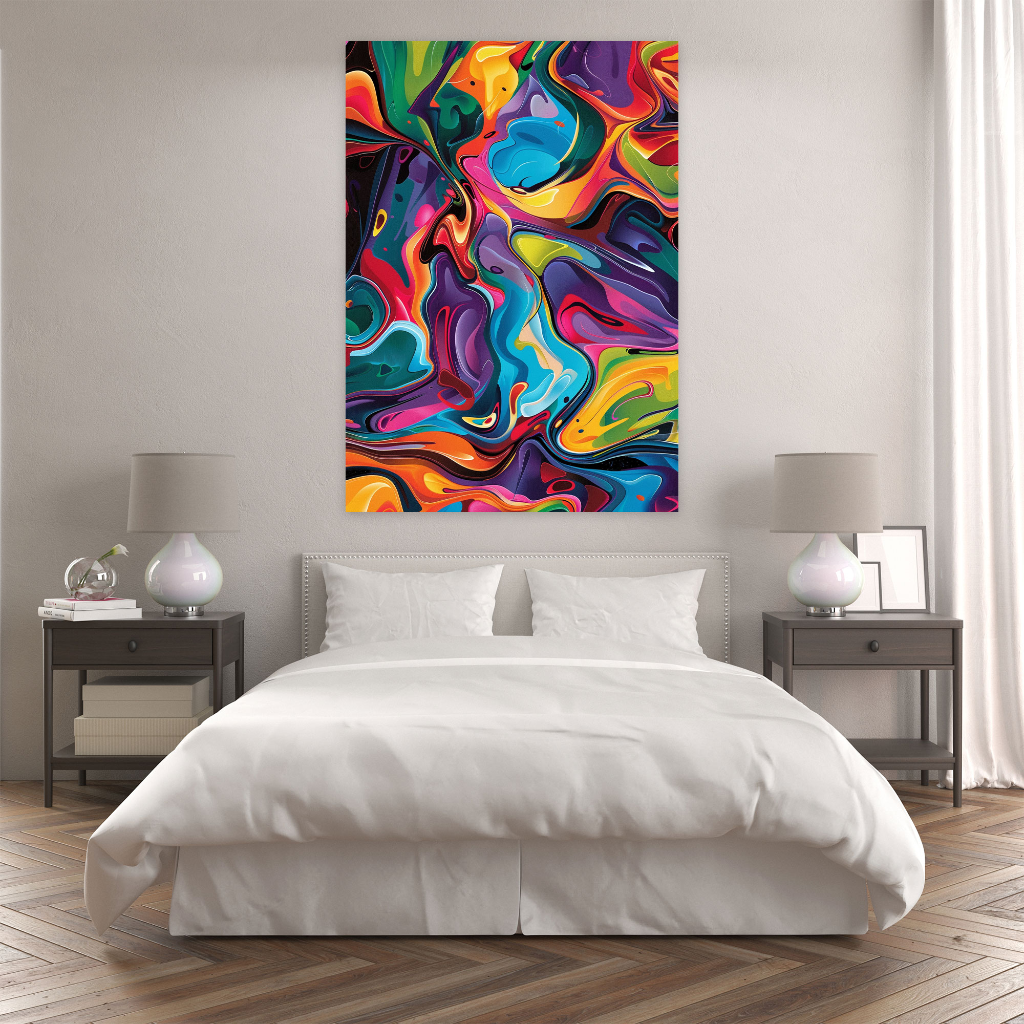 Action Painting Canvas Print - Colorful Abstract Shapes - Action Painting, Canvas Print, Action Painting, Wall Art