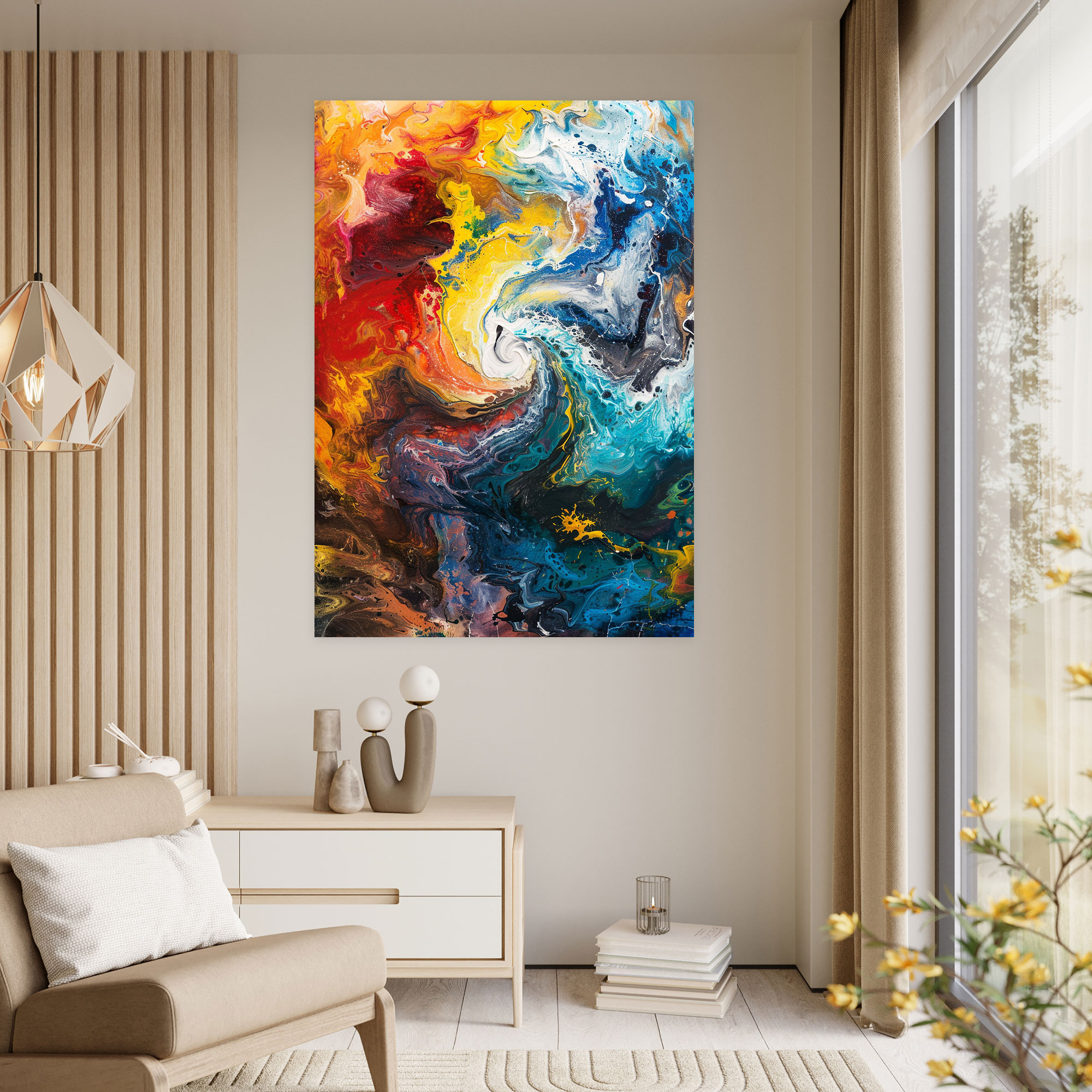 Action Painting Canvas Print - Swirling Colors - Action Painting, Home Decoration, Canvas Print, Wall Art