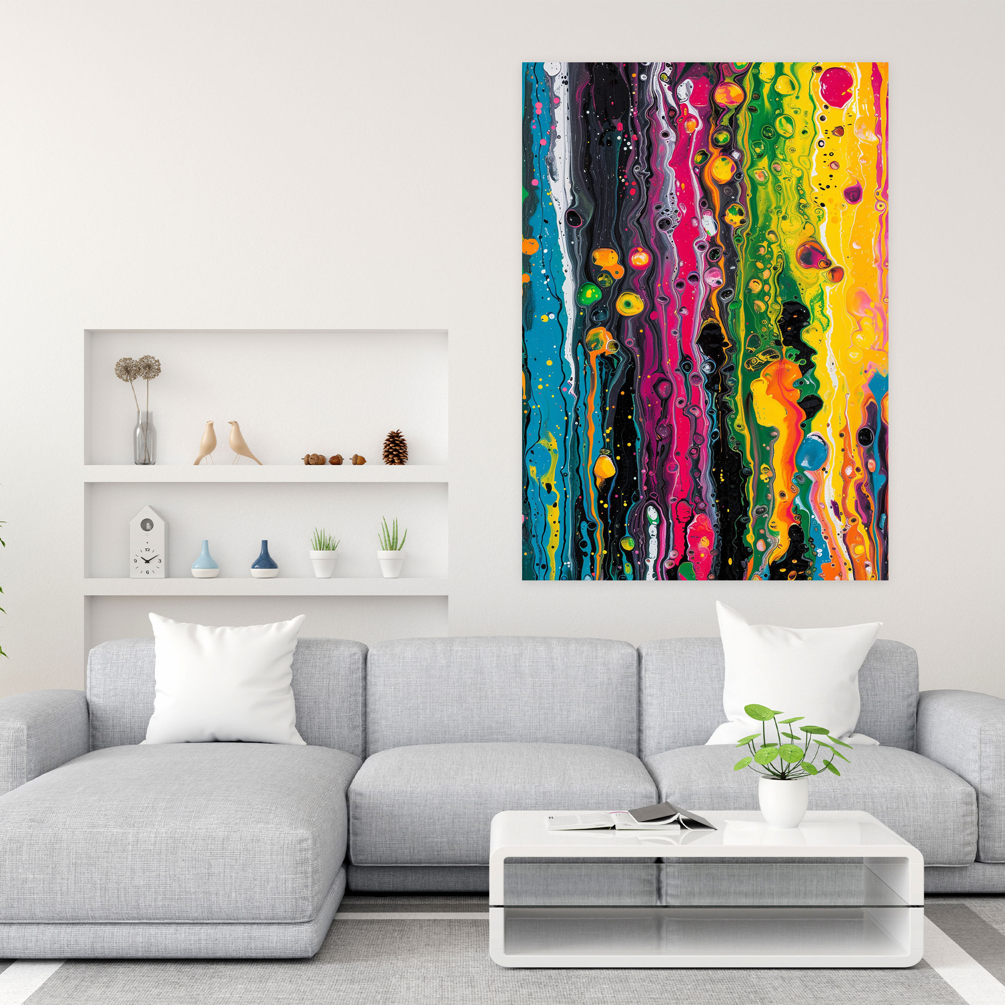 Fluidity In Motion Wall Decoration - Action Painting, Colorful, Home Decoration, Fluid