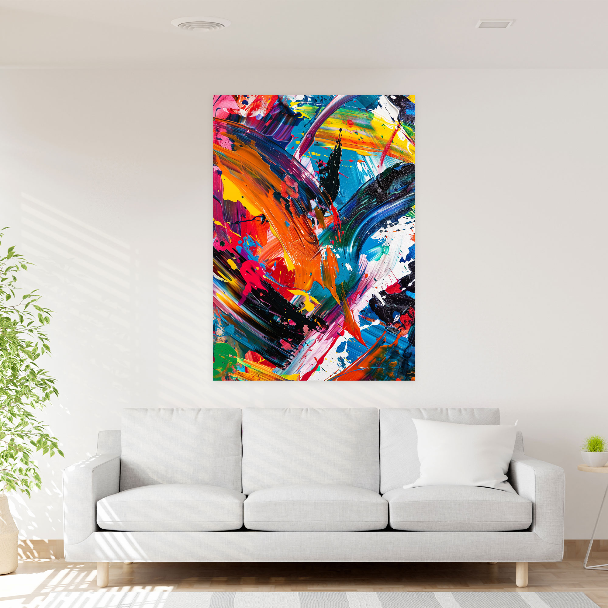 Vibrant Spontaneity Canvas Print - Action Painting, Wall Decoration, Action Painting, Colorful