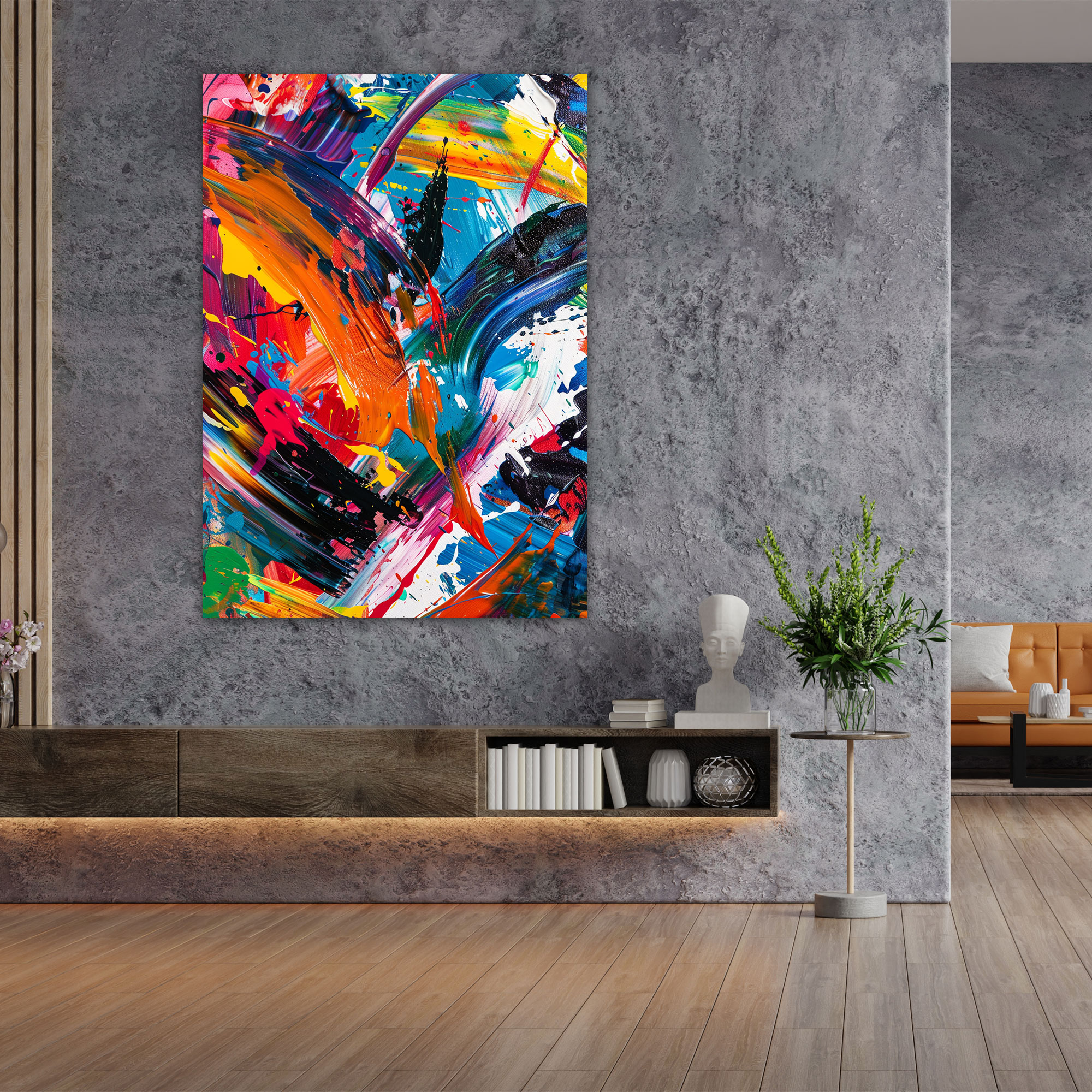 Vibrant Spontaneity Canvas Print - Action Painting, Wall Decoration, Action Painting, Colorful