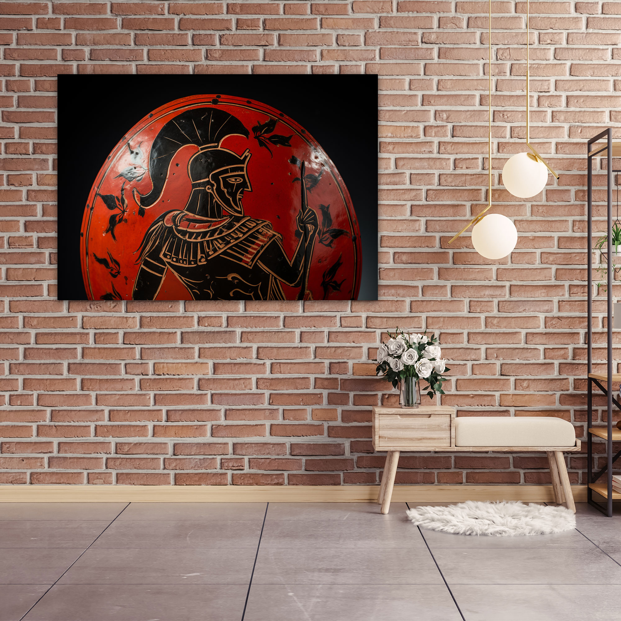 Ancient Weapons Canvas Print - Warrior With Spear And Shield - Ancient Weapons, Home Decoration, Canvas Print, Spear And Shield