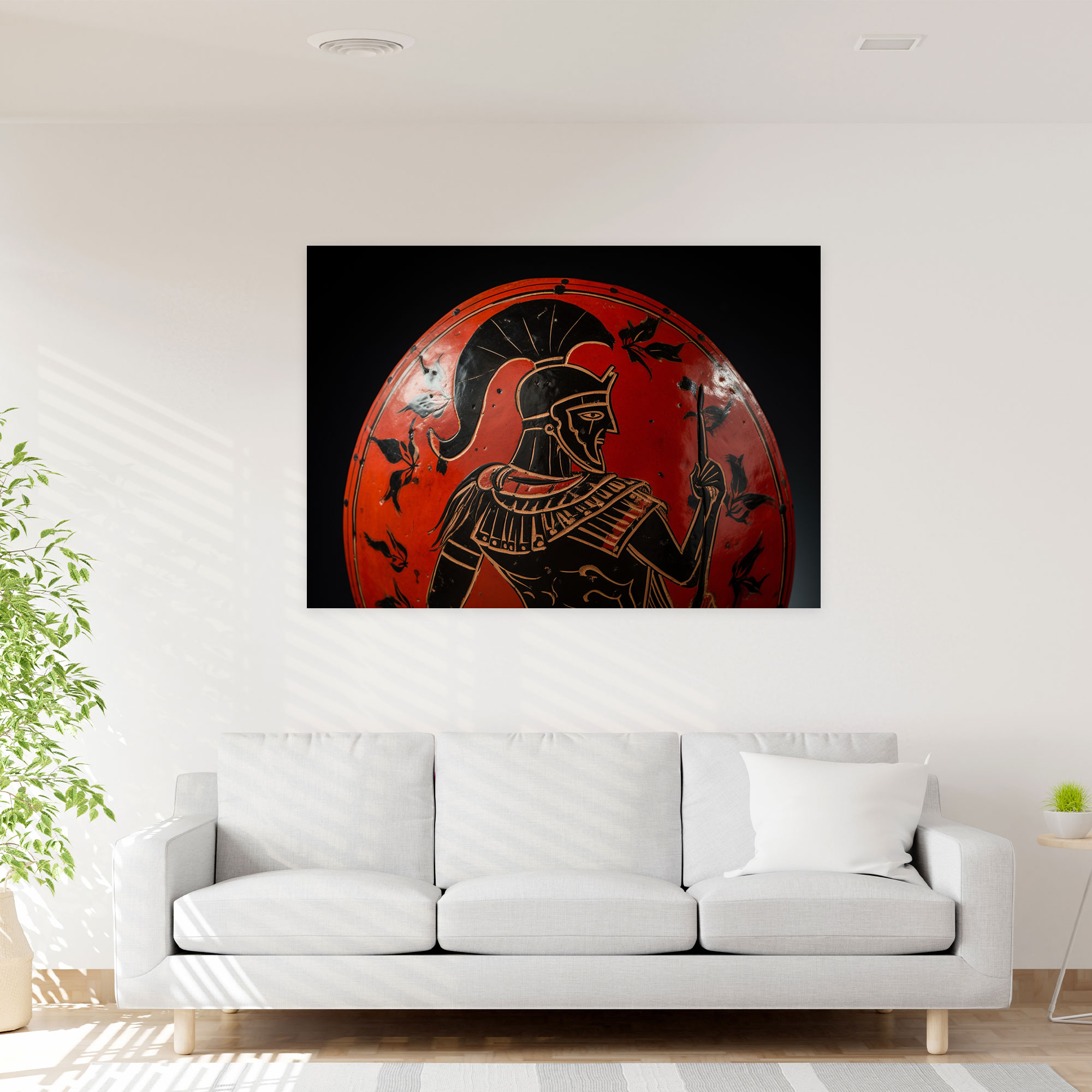 Ancient Weapons Canvas Print - Warrior With Spear And Shield - Ancient Weapons, Home Decoration, Canvas Print, Spear And Shield
