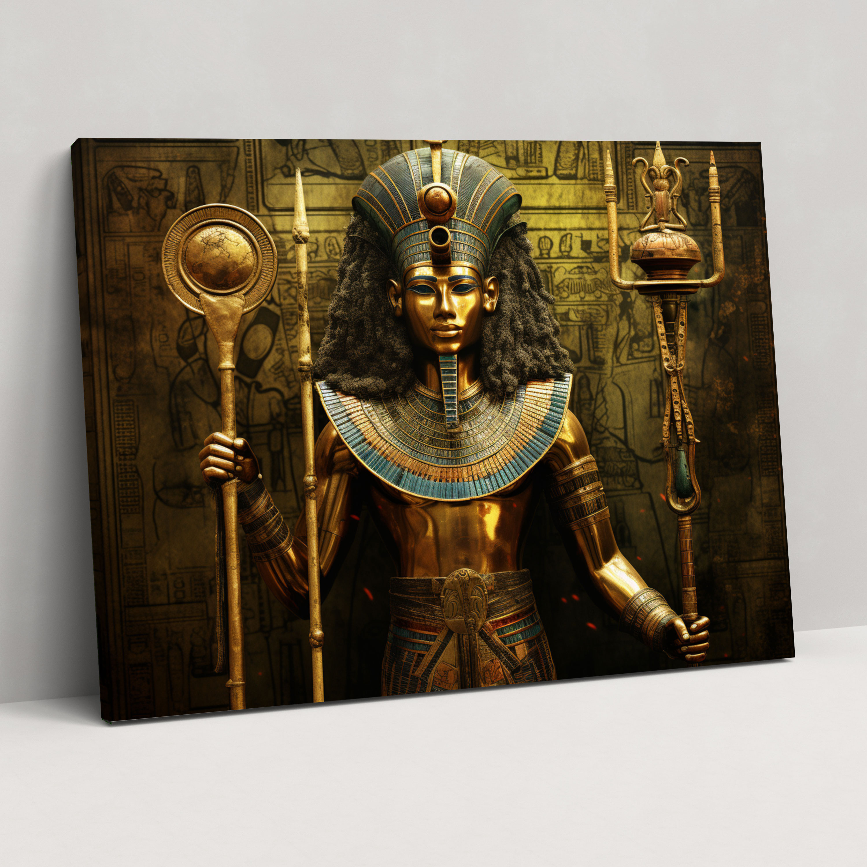 Ancient Weapons Canvas Print - Pharaoh With Golden Staff - Ancient Weapons, Golden Staff, Canvas Wall Art, Wall Decoration