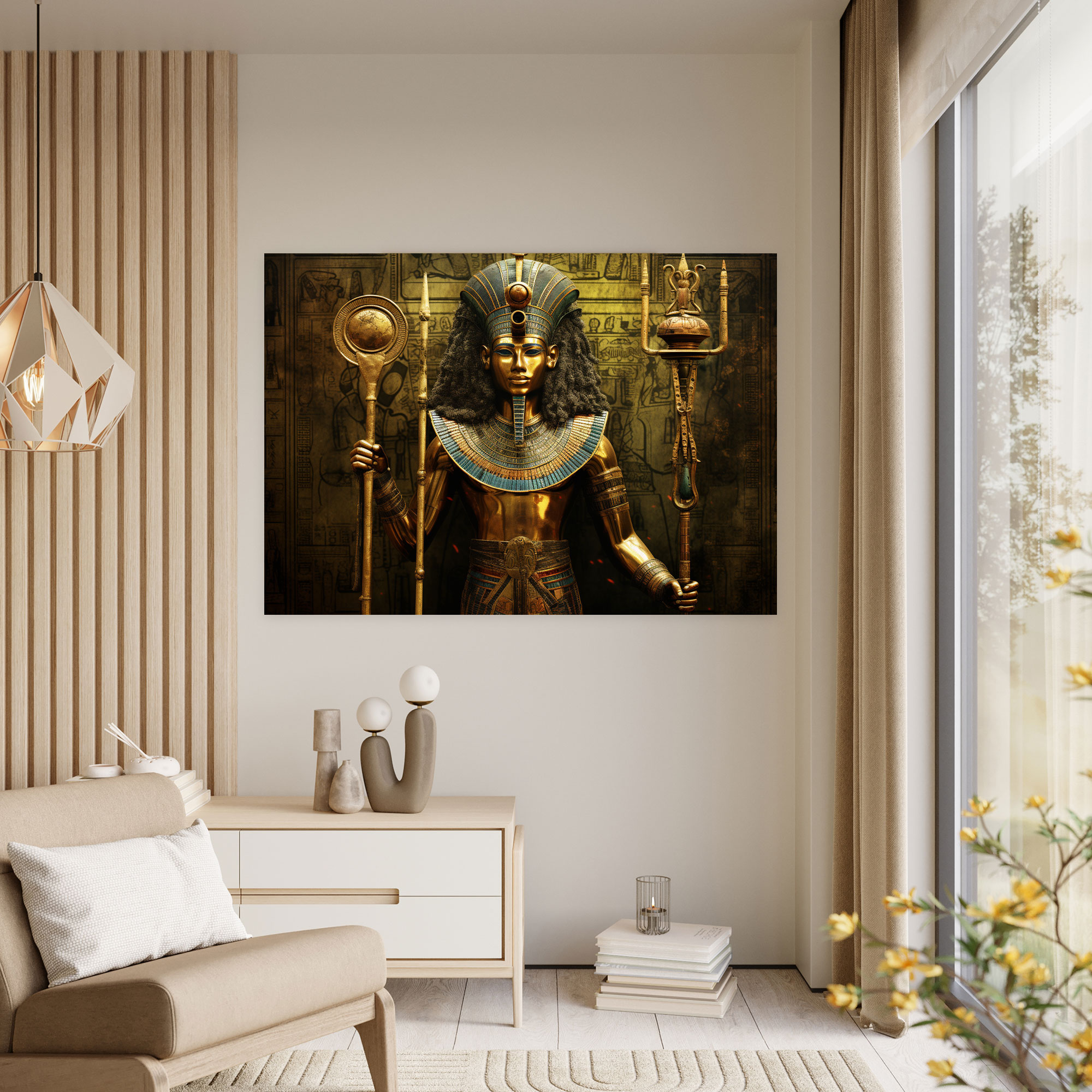 Ancient Weapons Canvas Print - Pharaoh With Golden Staff - Ancient Weapons, Golden Staff, Canvas Wall Art, Wall Decoration