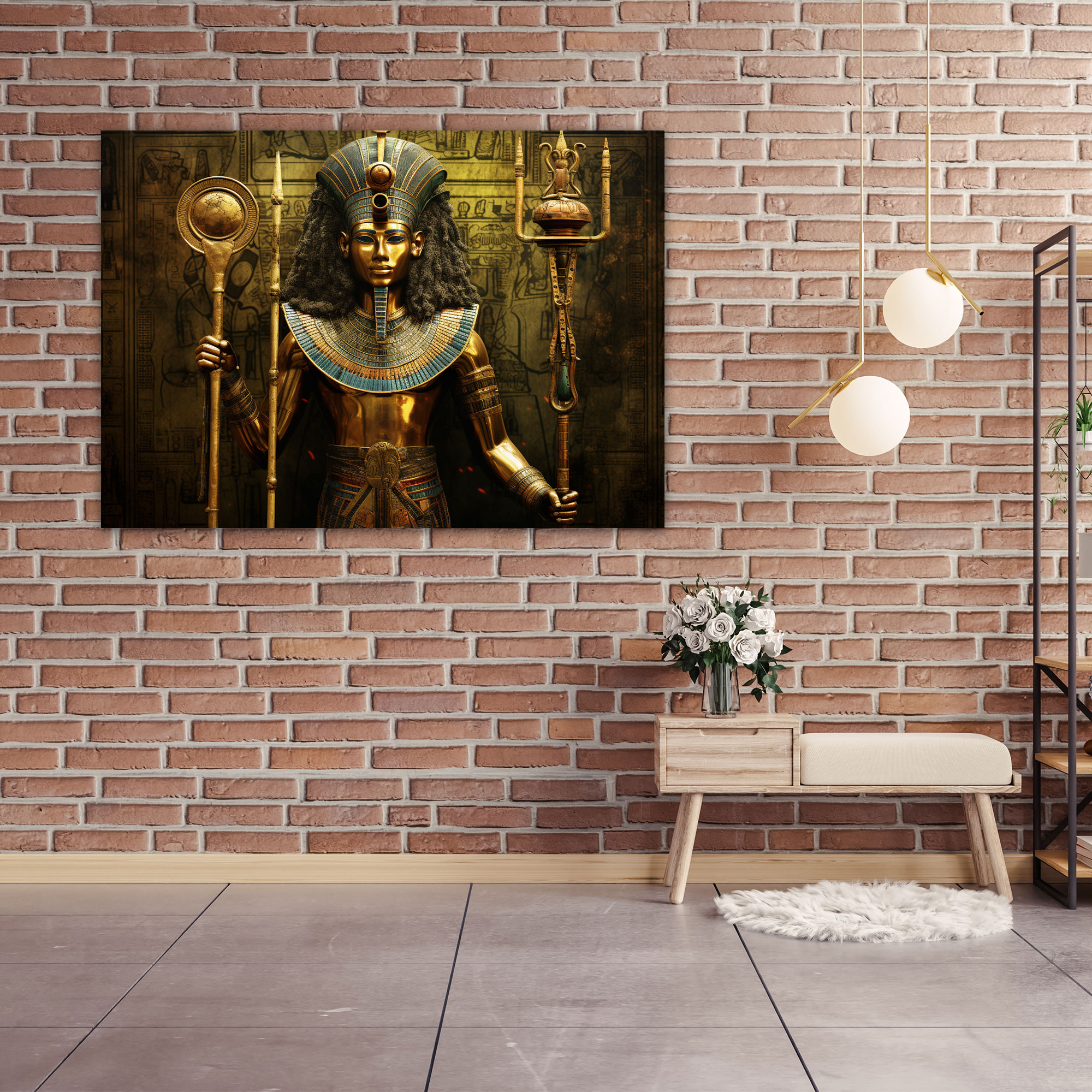 Ancient Weapons Canvas Print - Pharaoh With Golden Staff - Ancient Weapons, Golden Staff, Canvas Wall Art, Wall Decoration