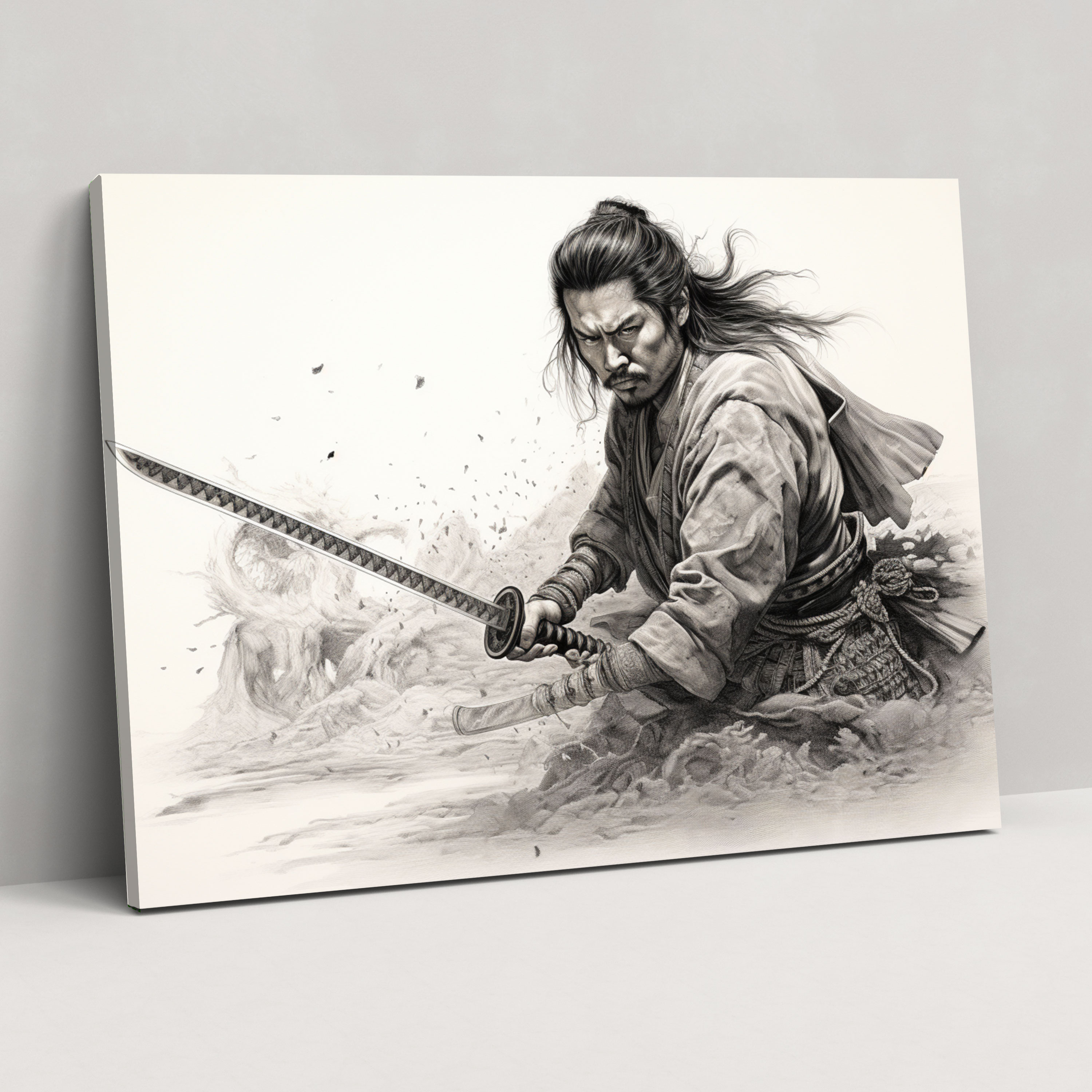 Ancient Weapons Wall Art - Samurai With Katana Canvas Print - Ancient Weapons, Home Decoration, Canvas Wall Art, Katana