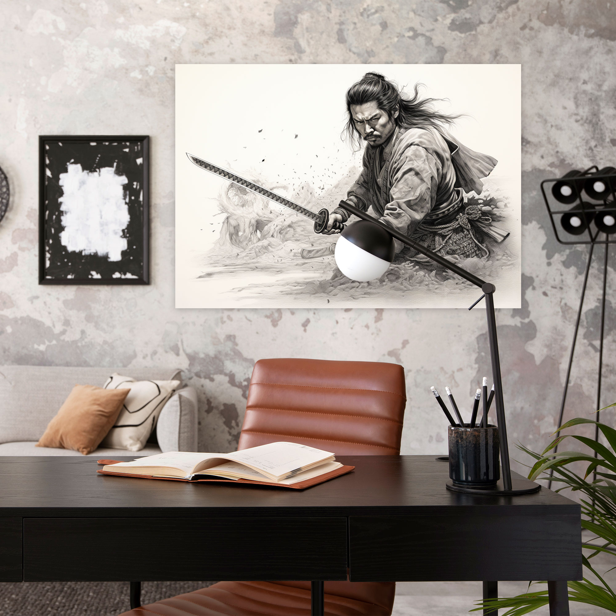 Ancient Weapons Wall Art - Samurai With Katana Canvas Print - Ancient Weapons, Home Decoration, Canvas Wall Art, Katana