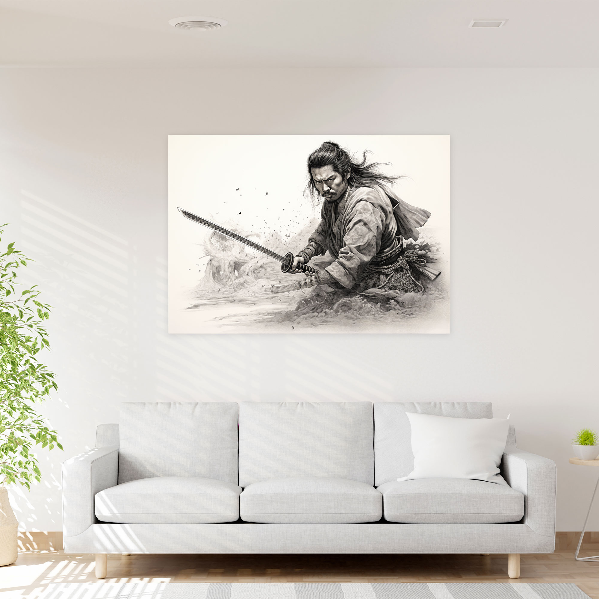 Ancient Weapons Wall Art - Samurai With Katana Canvas Print - Ancient Weapons, Home Decoration, Canvas Wall Art, Katana