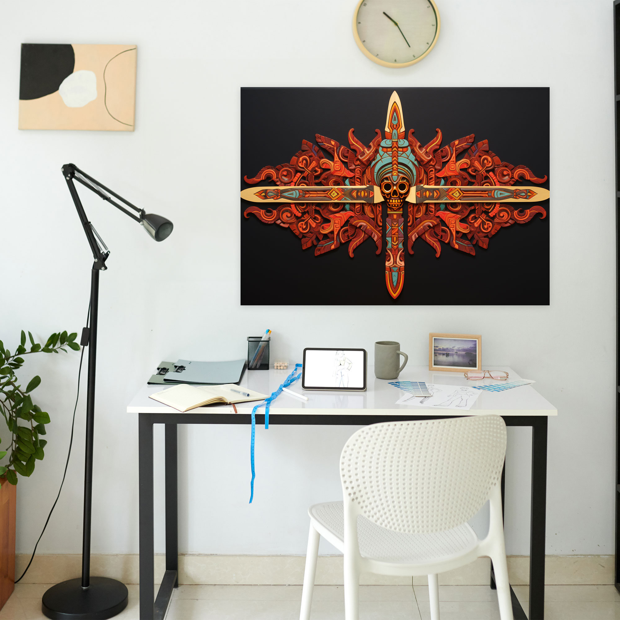 Ancient Weapons Canvas Print - Aztec Macuahuitl Wall Art - Ancient Weapons, Canvas, Acrylic Painting, Wall Art