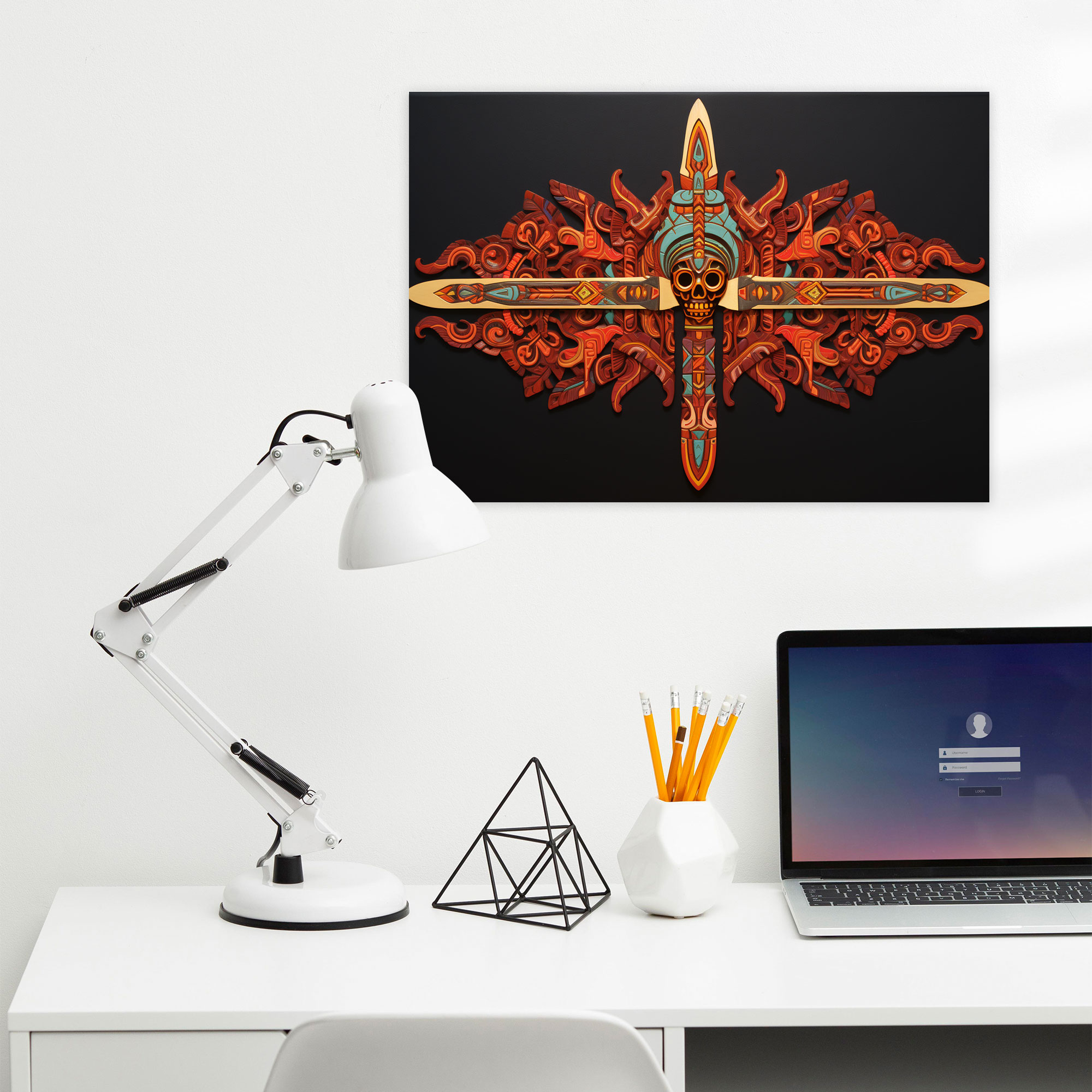Ancient Weapons Canvas Print - Aztec Macuahuitl Wall Art - Ancient Weapons, Canvas, Acrylic Painting, Wall Art