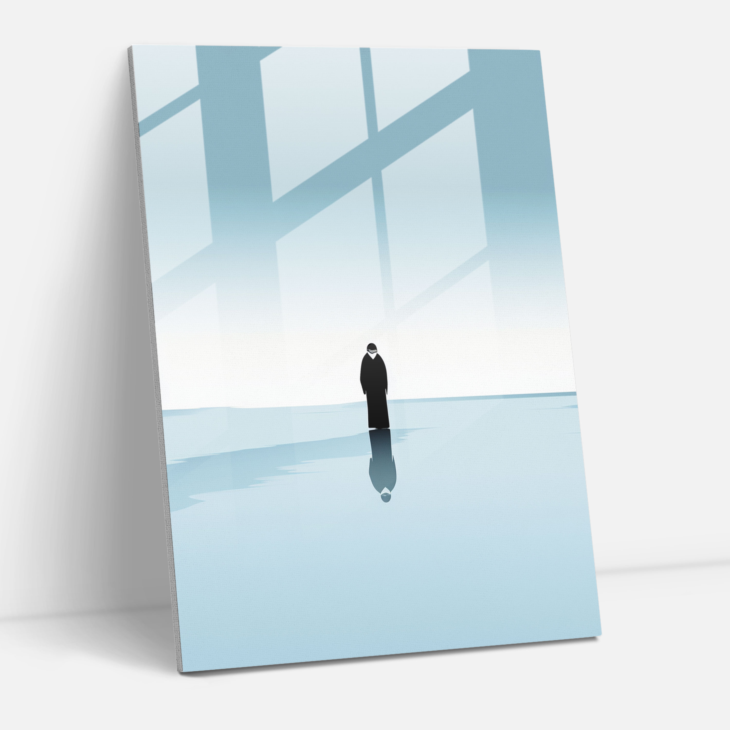 Animals Dressed Like Humans Glass Wall Art - Animals Dressed Like Humans, Frozen Lake, Minimalist Design, Glass Art