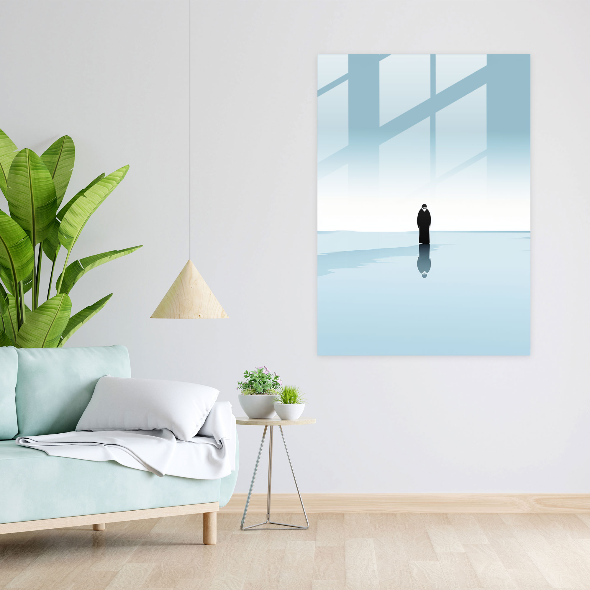 Animals Dressed Like Humans Glass Wall Art - Animals Dressed Like Humans, Frozen Lake, Minimalist Design, Glass Art