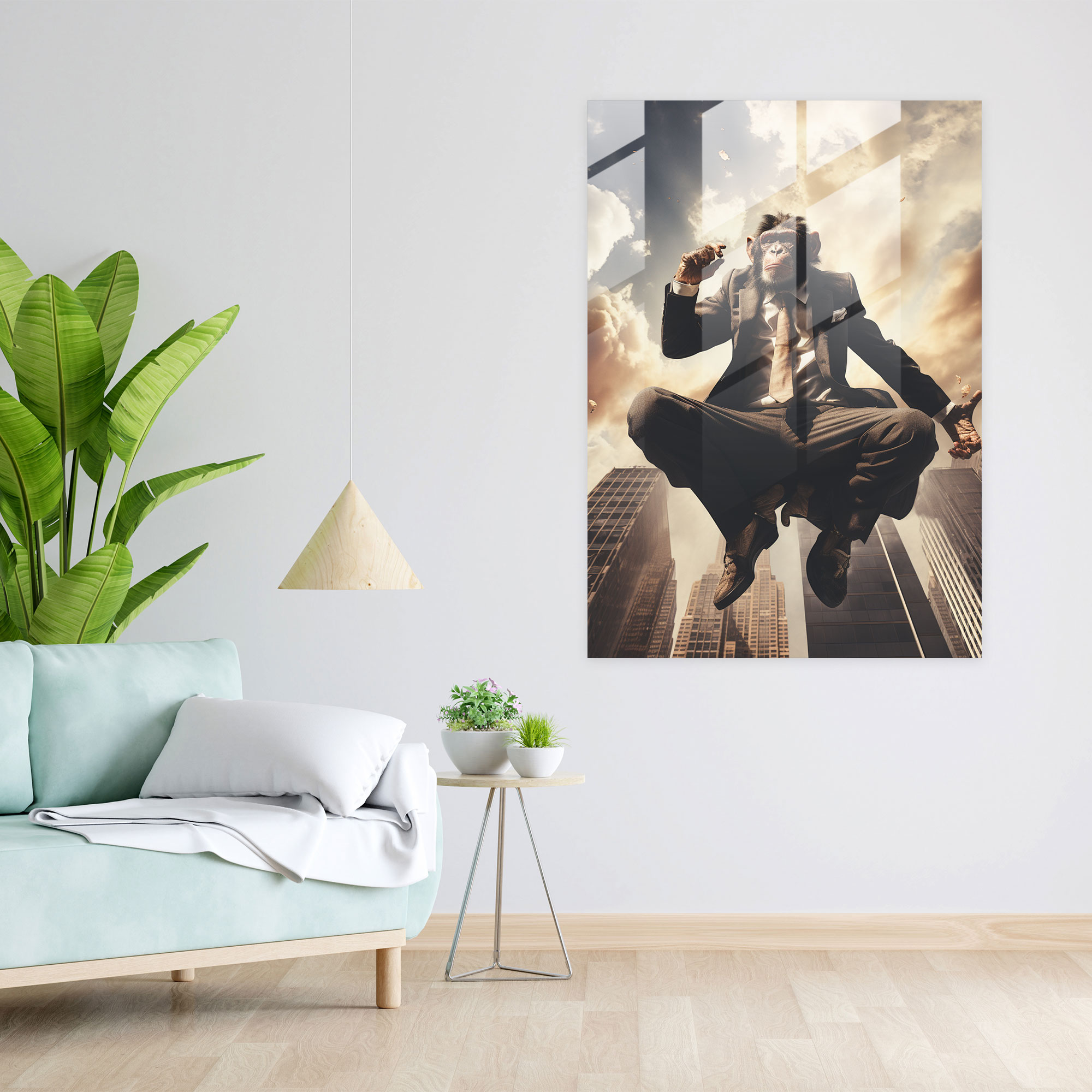 Animals Dressed Like Humans Wall Decoration - Animals Dressed Like Humans, Glass Print, Collage Artwork, Skyscrapers