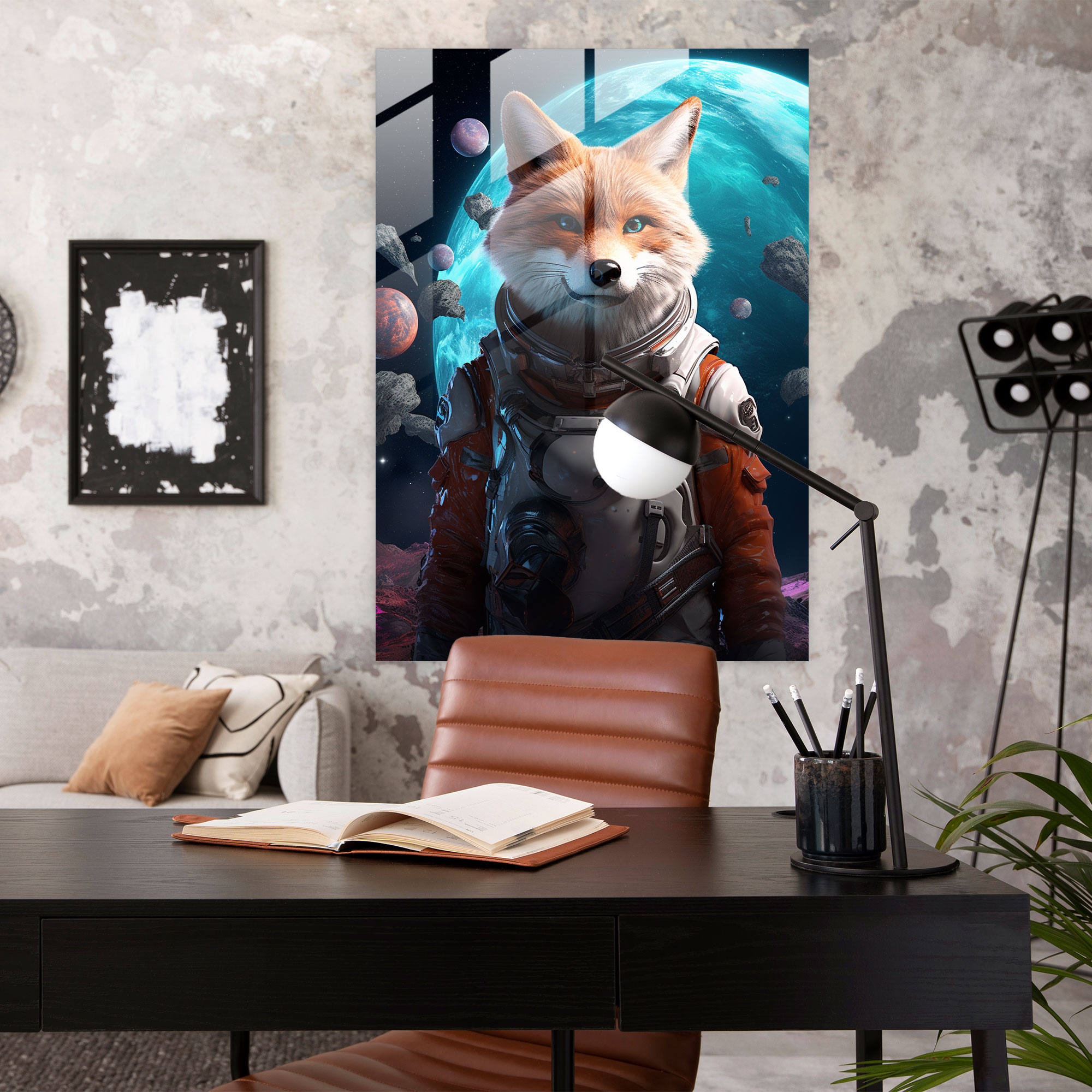 Futuristic Glass Wall Art - Fox In Spacesuit - Animals Dressed Like Humans, Fox In Spacesuit, Futuristic, Modern Art