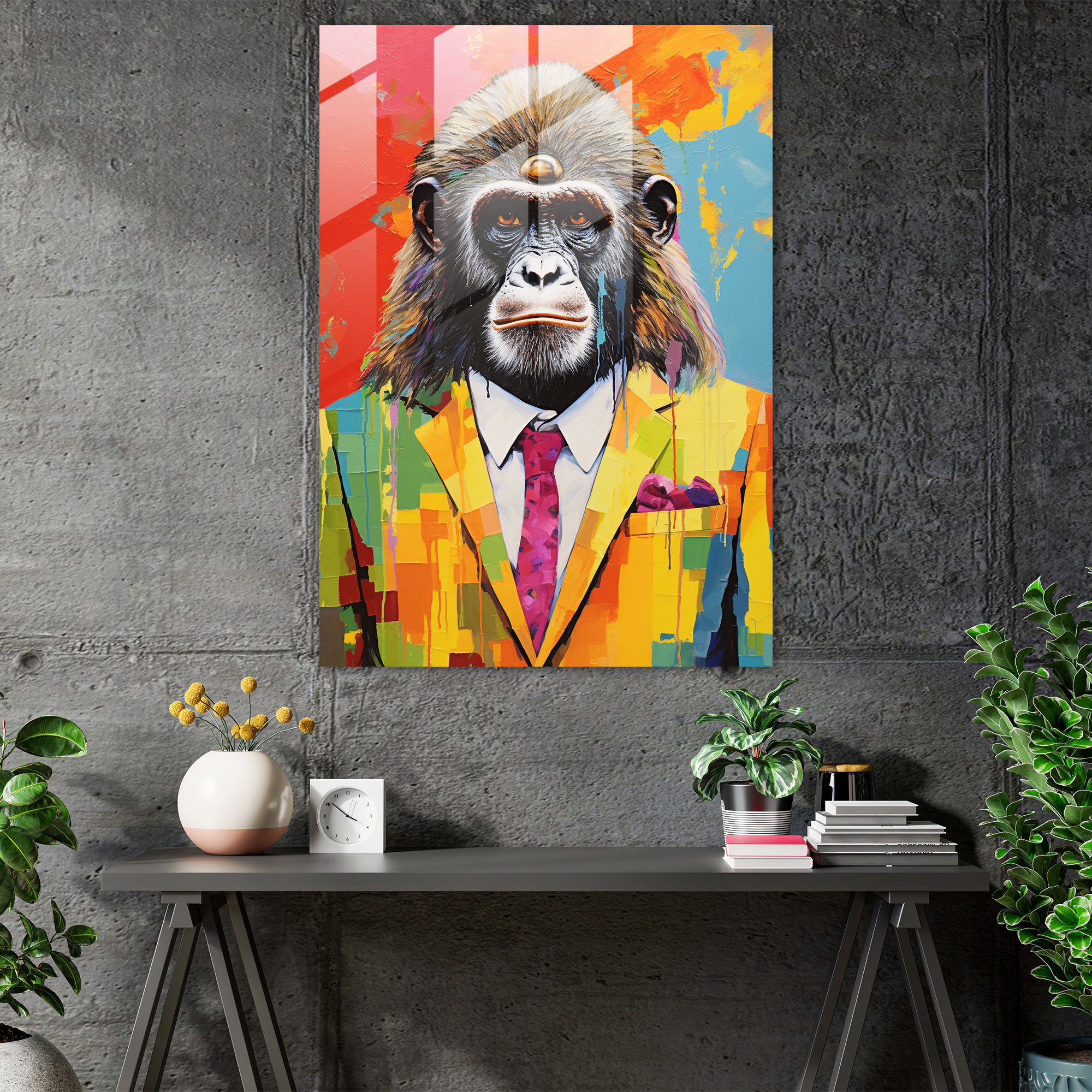 Animals Dressed Like Humans Wall Decoration - Animals Dressed Like Humans, Home Decoration, Glass Wall Art, Dynamic