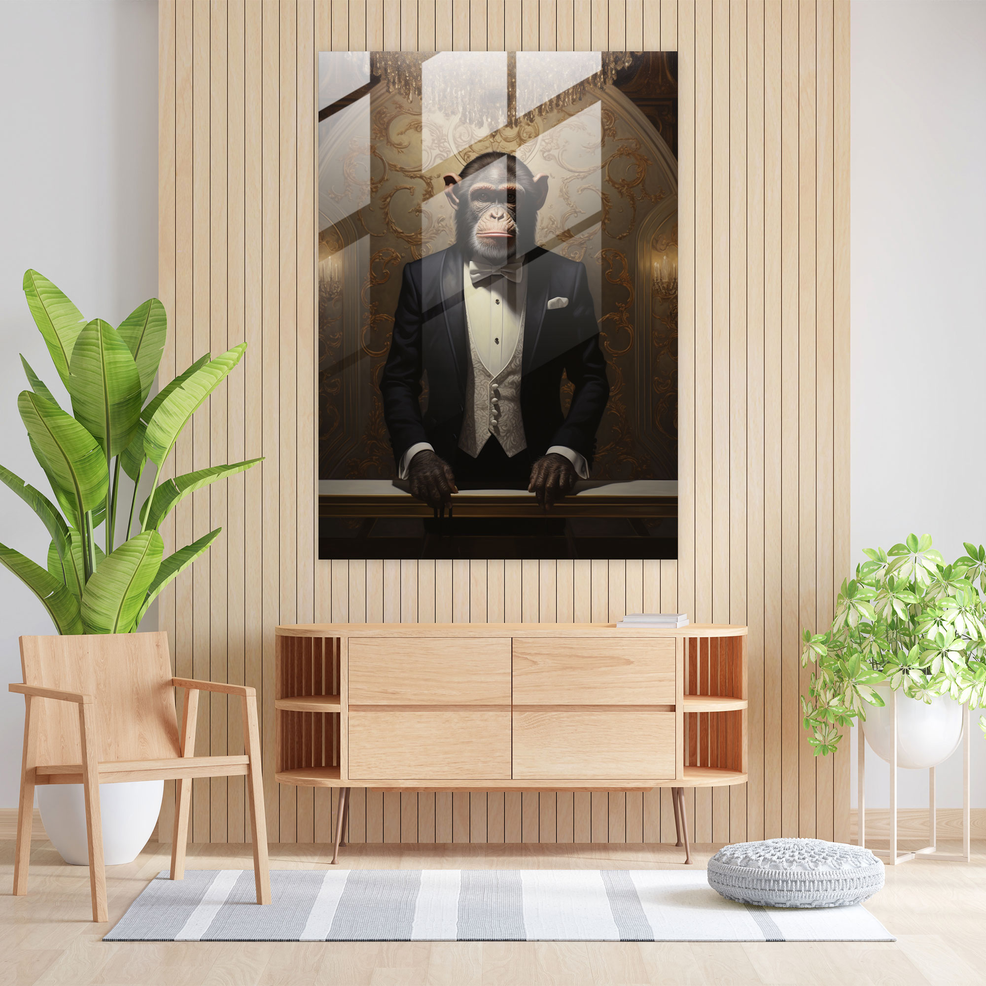 Animals Dressed Like Humans Glass Print - Surreal Art - Animals Dressed Like Humans, Glass Wall Art, Wall Decoration, Animals Dressed Like Humans