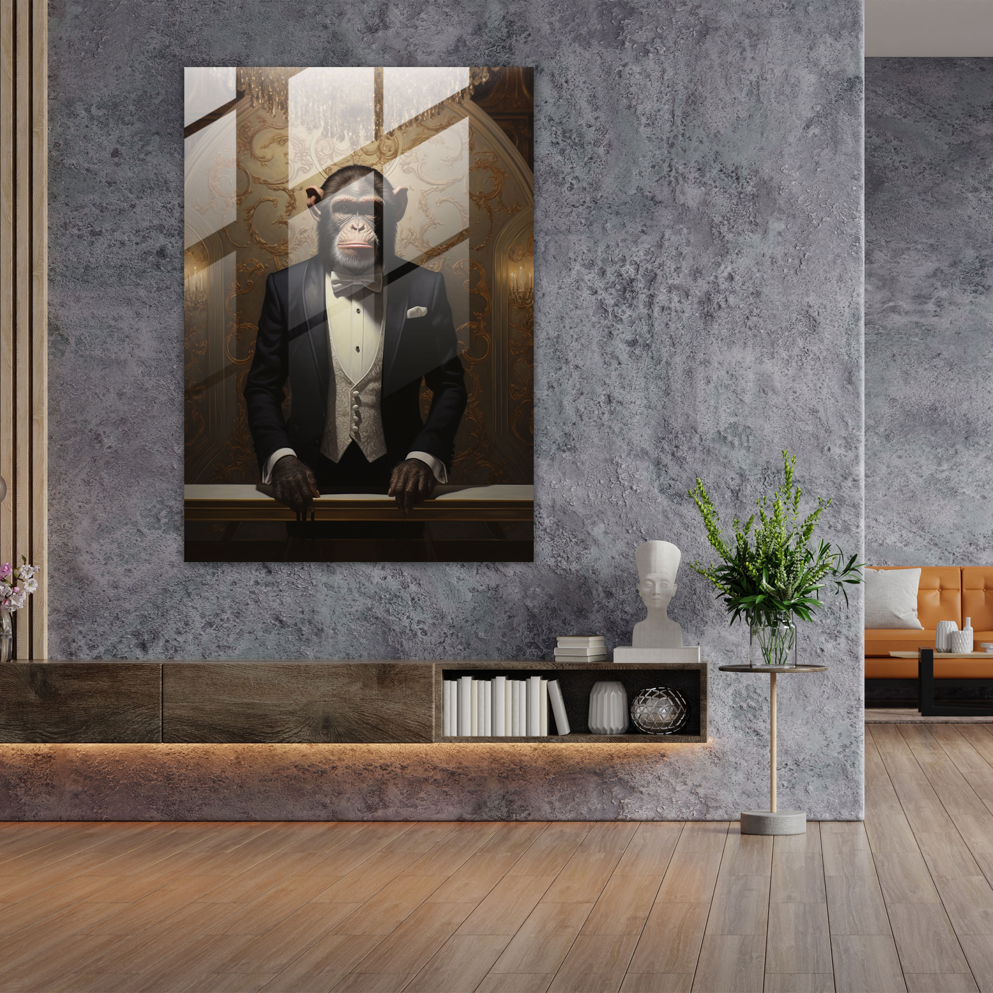 Animals Dressed Like Humans Glass Print - Surreal Art - Animals Dressed Like Humans, Glass Wall Art, Wall Decoration, Animals Dressed Like Humans