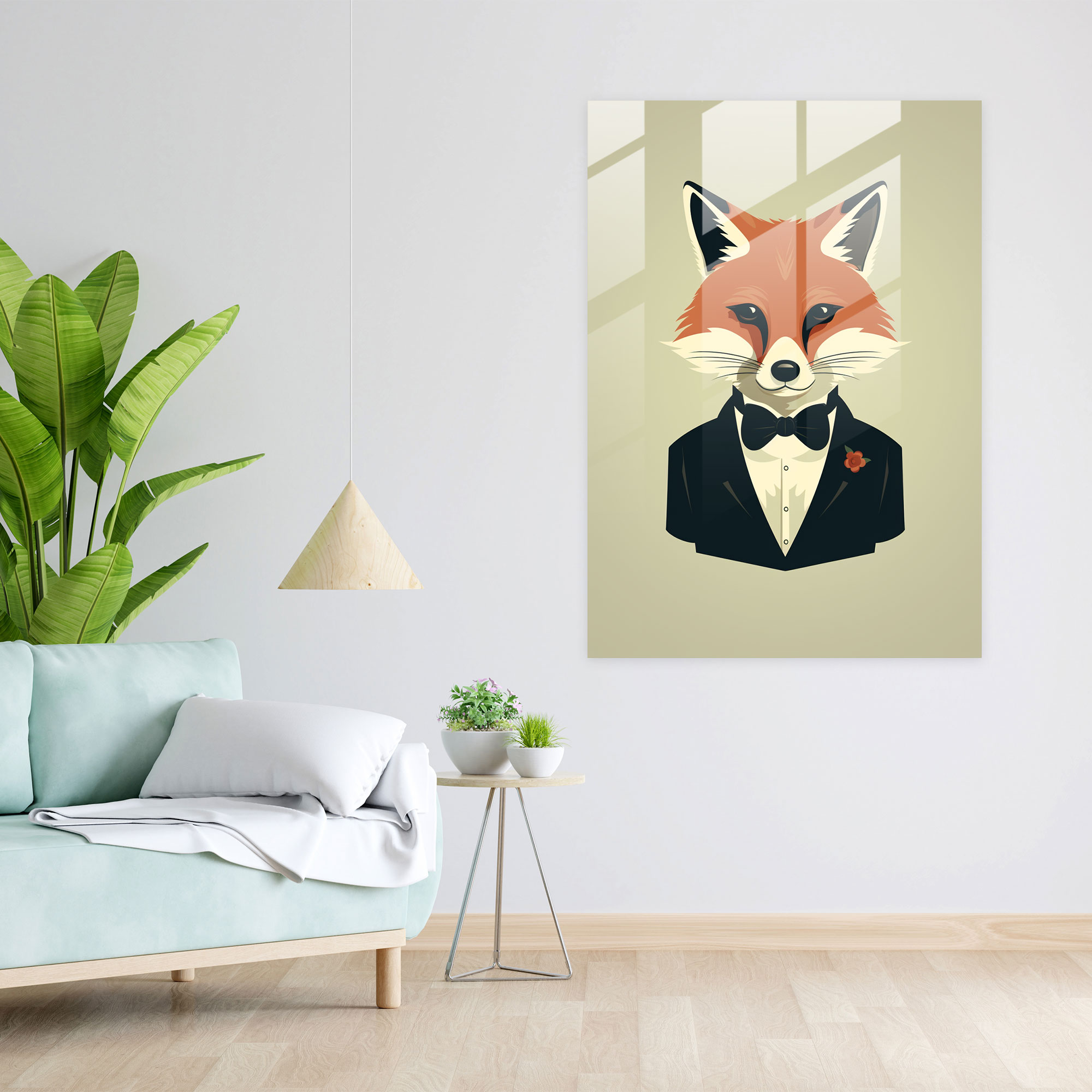 Animals Dressed Like Humans Glass Print - Minimalist Design - Animals Dressed Like Humans, Glass Print, Wall Decoration, Glass Wall Art