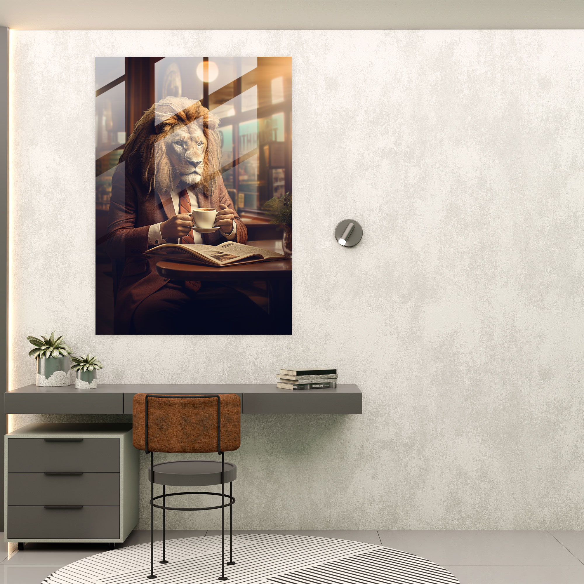 Animals Dressed Like Humans Glass Print - Animals Dressed Like Humans, Glass Art, Home Decoration, Surrealist Digital Illustration