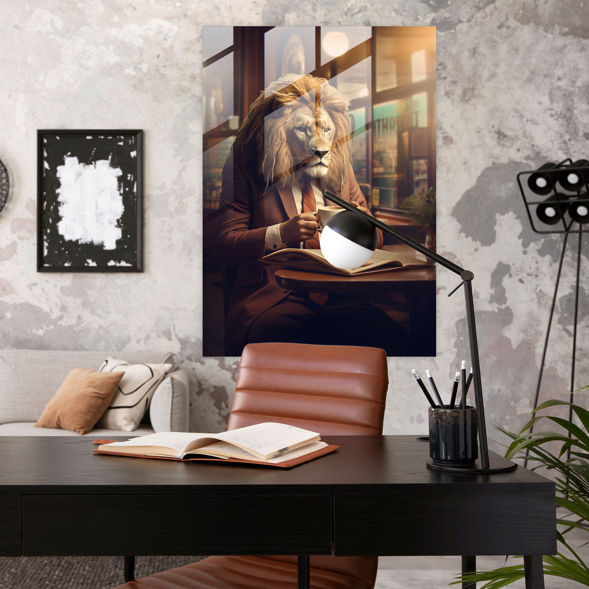 Animals Dressed Like Humans Glass Print - Animals Dressed Like Humans, Glass Art, Home Decoration, Surrealist Digital Illustration