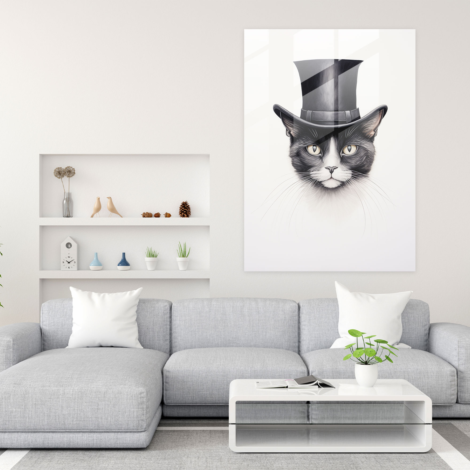 Animals Dressed Like Humans Glass Print - Animals Dressed Like Humans, Clean White Background, Animals Dressed Like Humans, Home Decoration