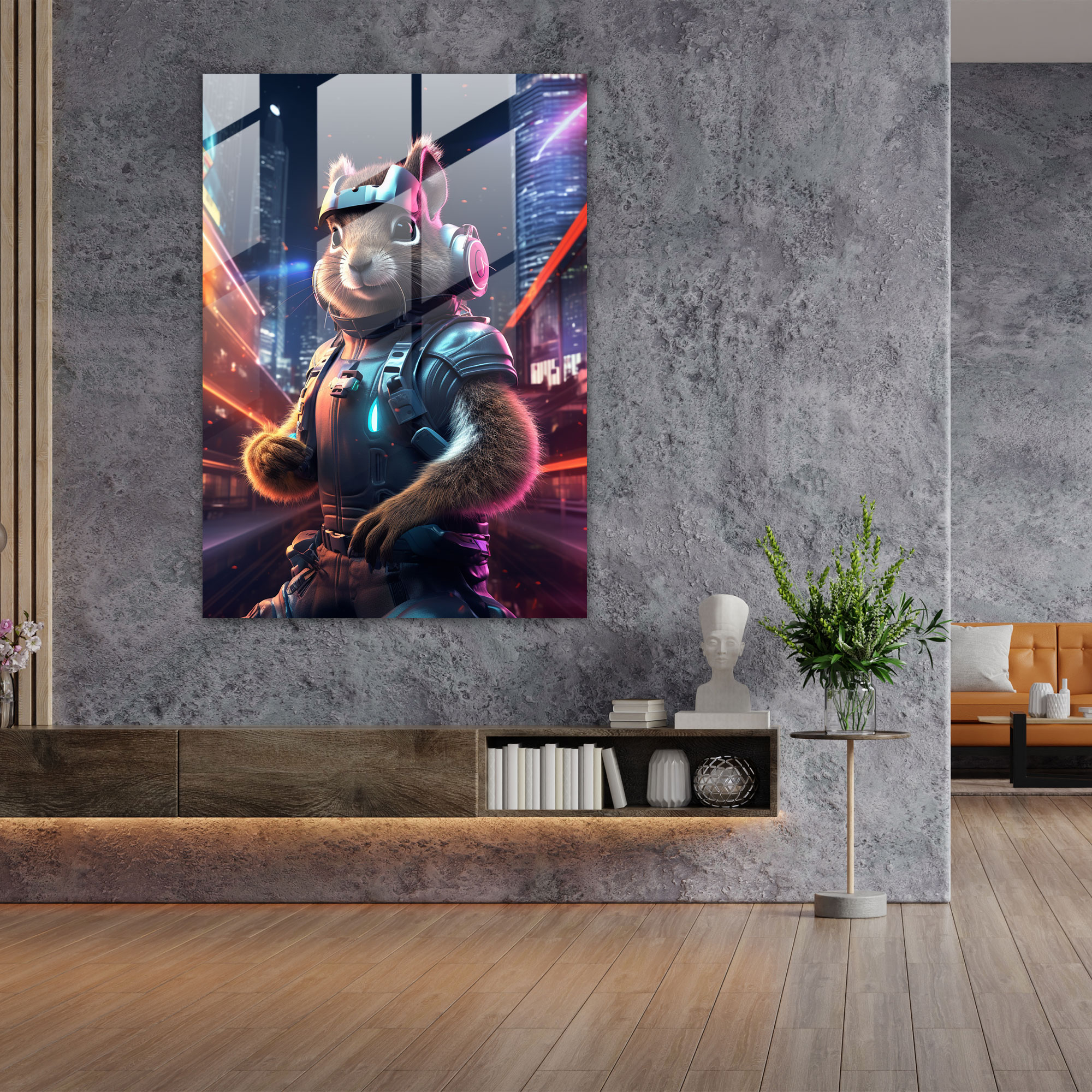 Animals Dressed Like Humans Glass Print - Animals Dressed Like Humans, Wall Decoration, Glass Art, Neon Lights