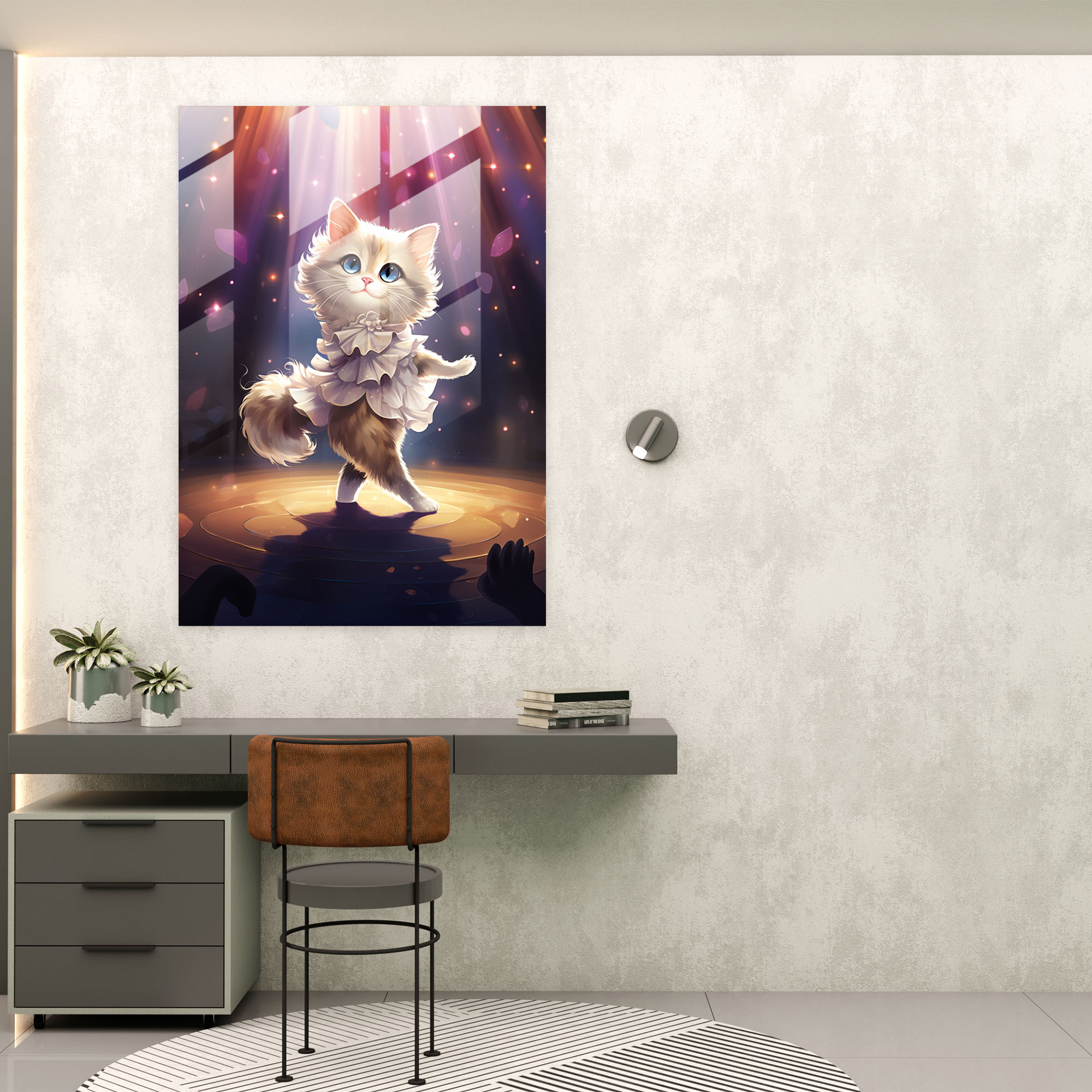 Animals Dressed Like Humans - Dancing Cat Glass Print - Animals Dressed Like Humans, Spotlight, Dress, Cat