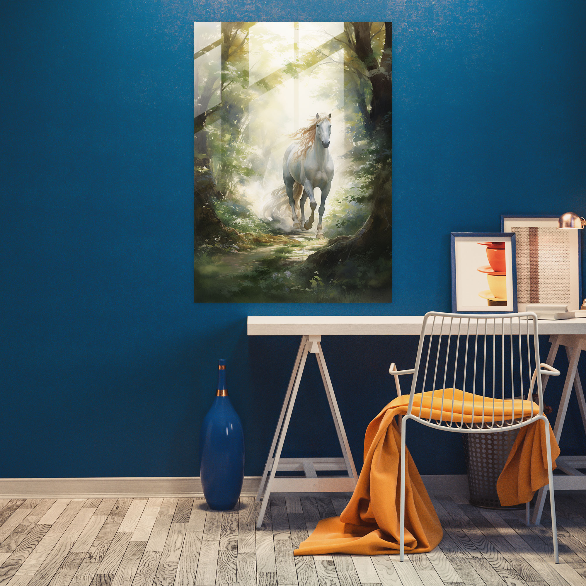 Animals Dressed Like Humans - Forest Horse Glass Print - Animals Dressed Like Humans, Forest, Fantasy Watercolor Painting, Modern Art