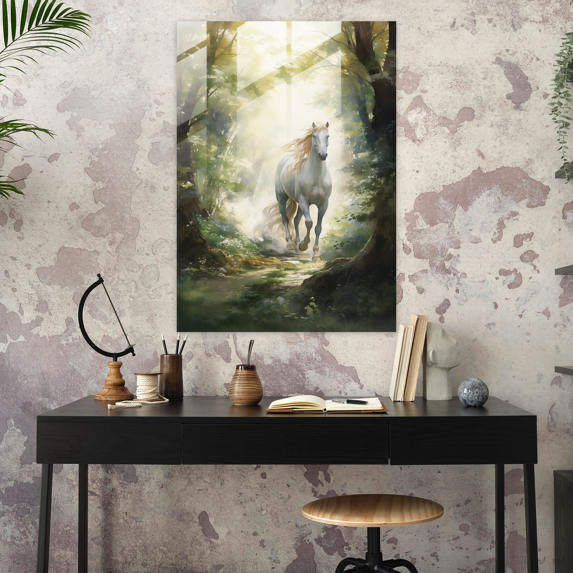 Animals Dressed Like Humans - Forest Horse Glass Print - Animals Dressed Like Humans, Forest, Fantasy Watercolor Painting, Modern Art