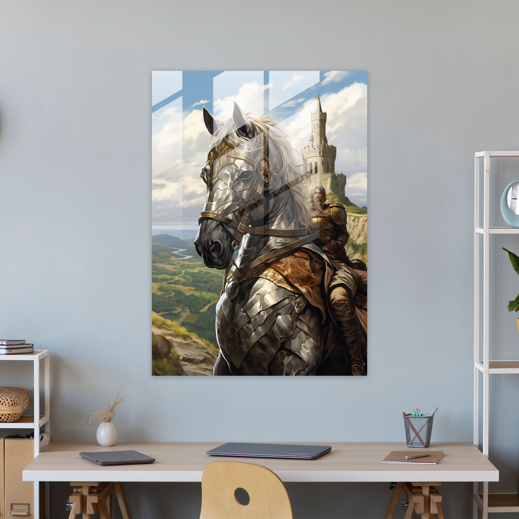 Horse Dressed Like Human Glass Print - Animals Dressed Like Humans, Glass Wall Art, Modern Art, Fantasy-Themed Artwork
