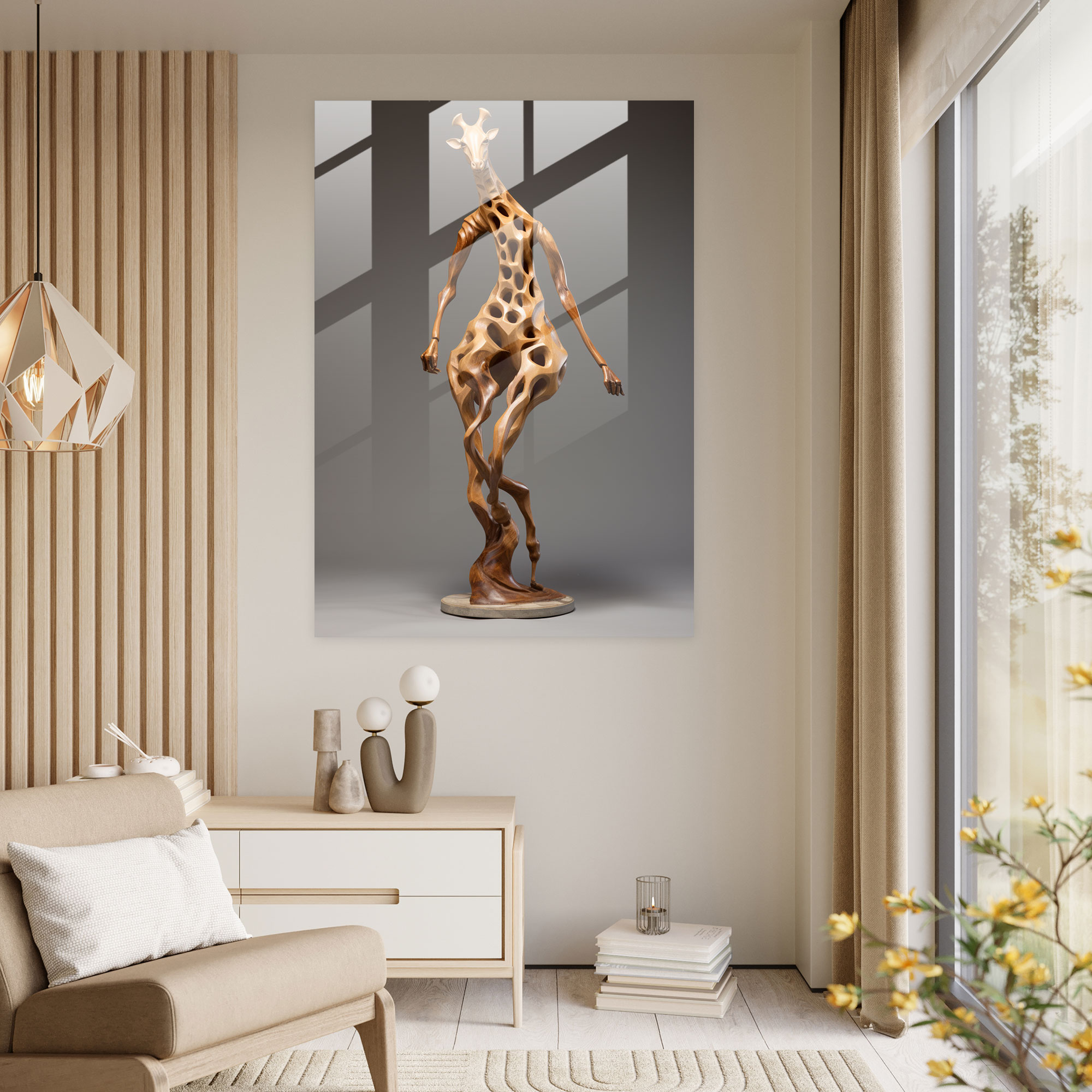 Abstract Animals Glass Wall Art - Animals Dressed Like Humans, Abstract Sculpture, Playful, Home Decoration