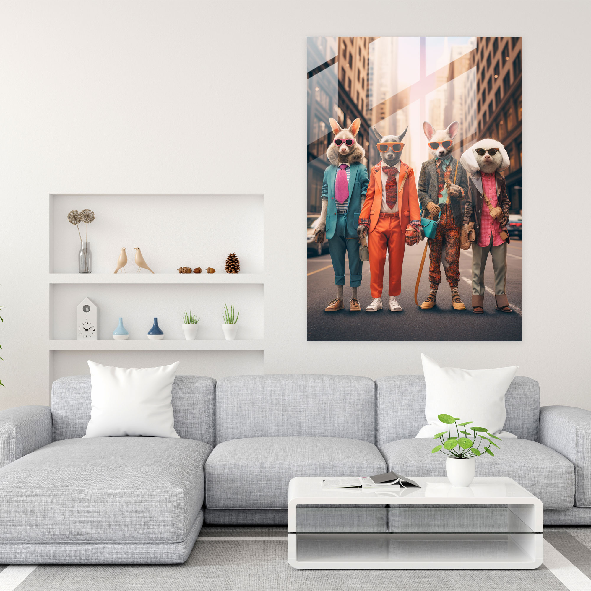 Animals Dressed Like Humans Wall Decoration - Animals Dressed Like Humans, Digital Artwork, Glass Art, Animals Dressed Like Humans