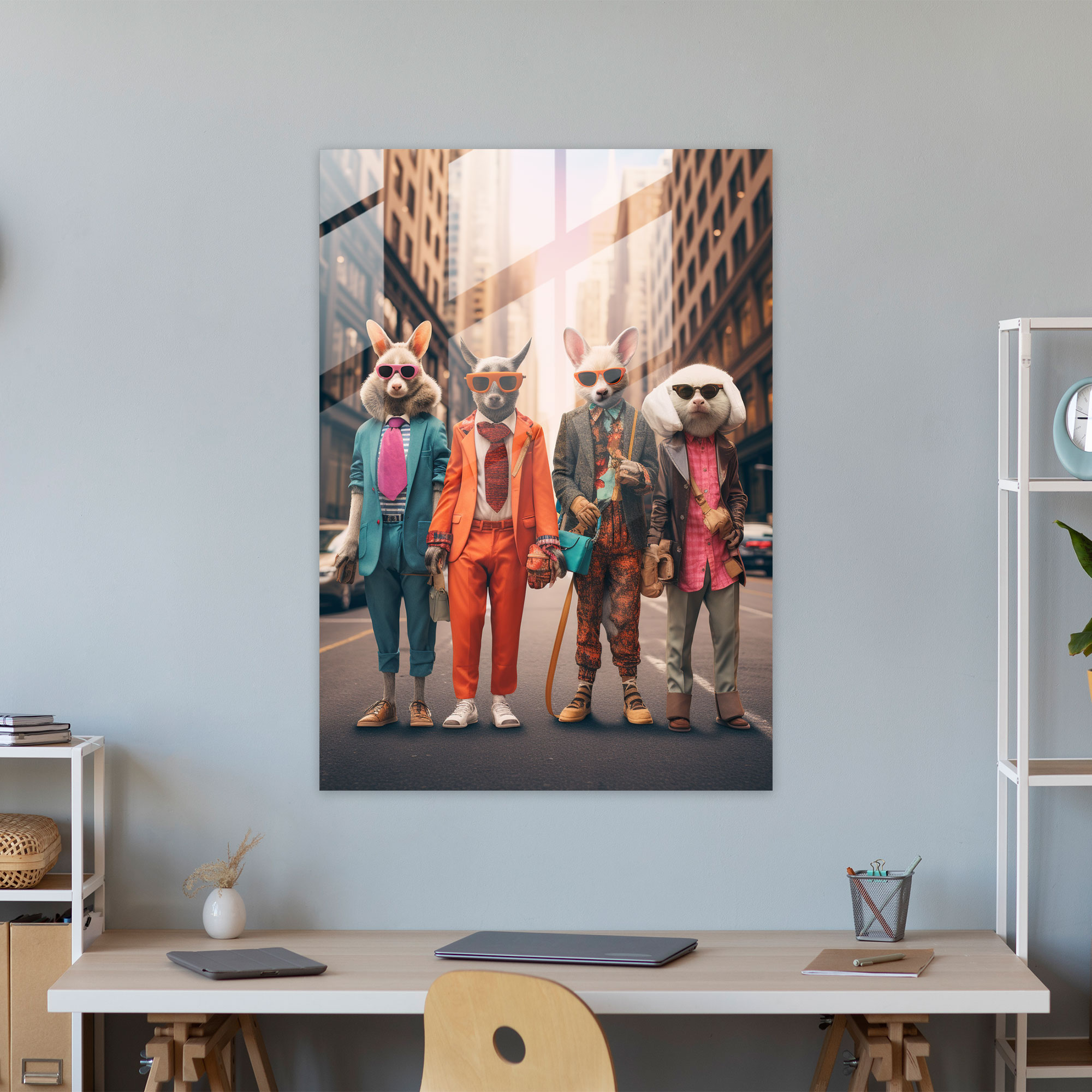 Animals Dressed Like Humans Wall Decoration - Animals Dressed Like Humans, Digital Artwork, Glass Art, Animals Dressed Like Humans