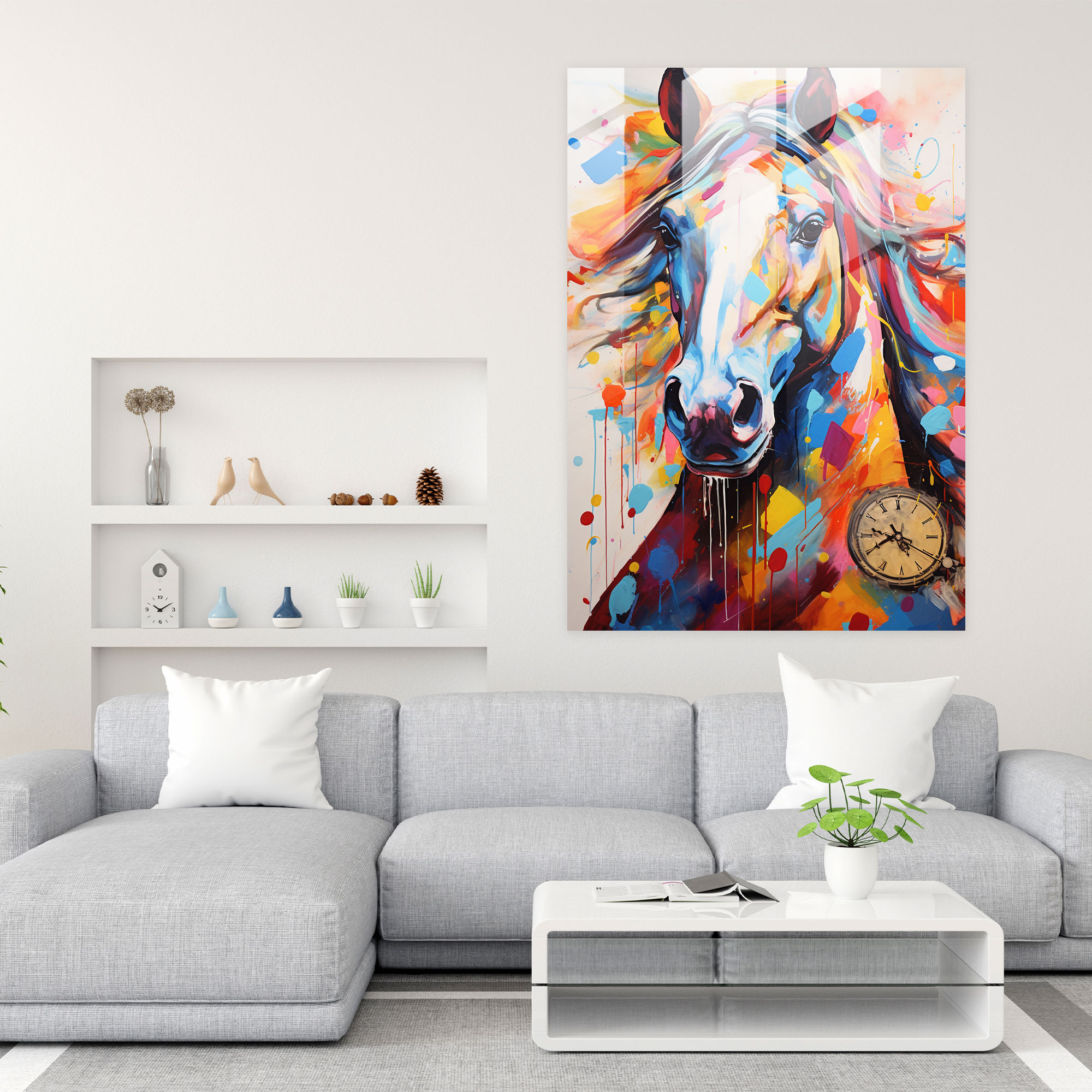 Horse Dressed Like Humans Glass Print - Animals Dressed Like Humans, Horse, Glass Wall Art, Home Decoration