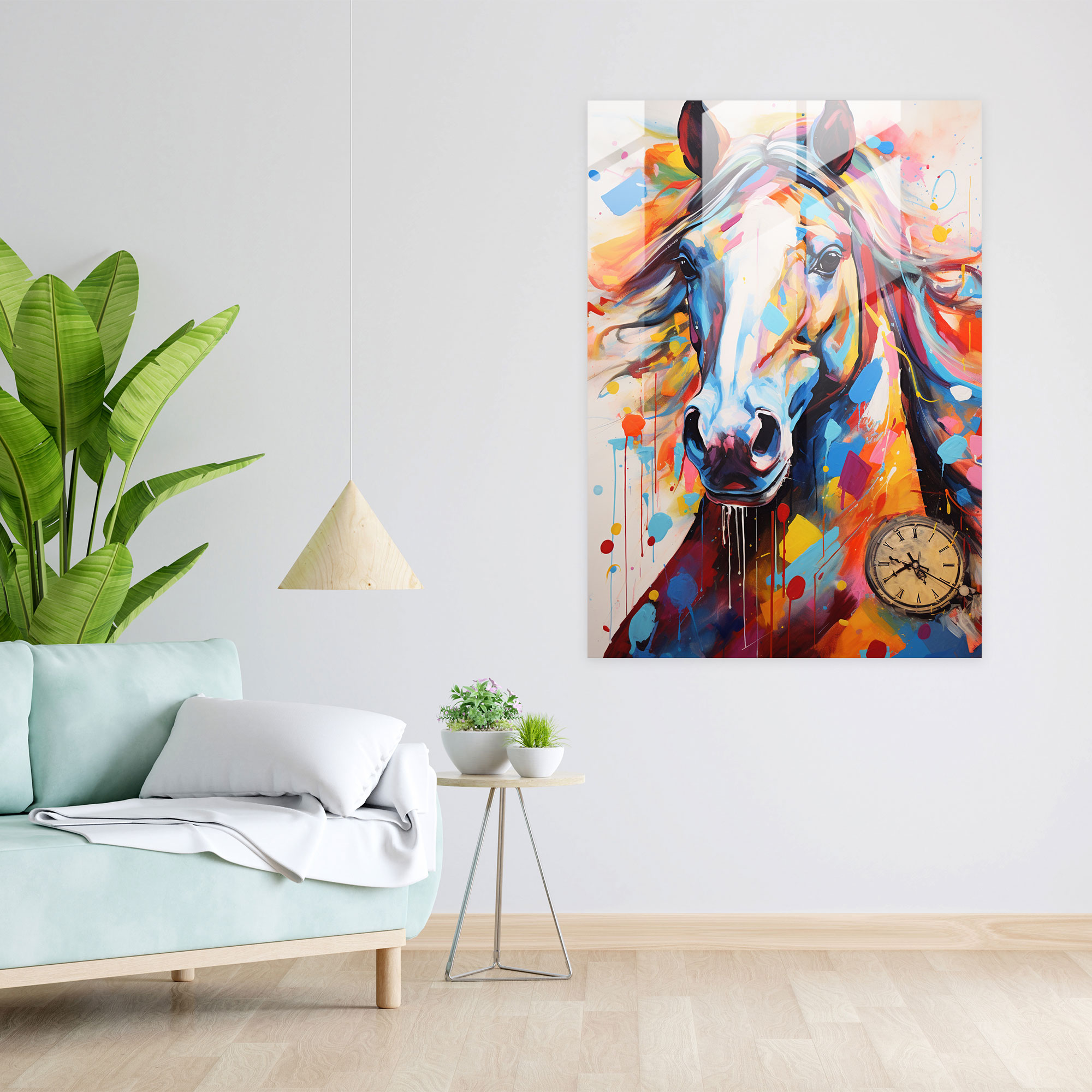 Horse Dressed Like Humans Glass Print - Animals Dressed Like Humans, Horse, Glass Wall Art, Home Decoration