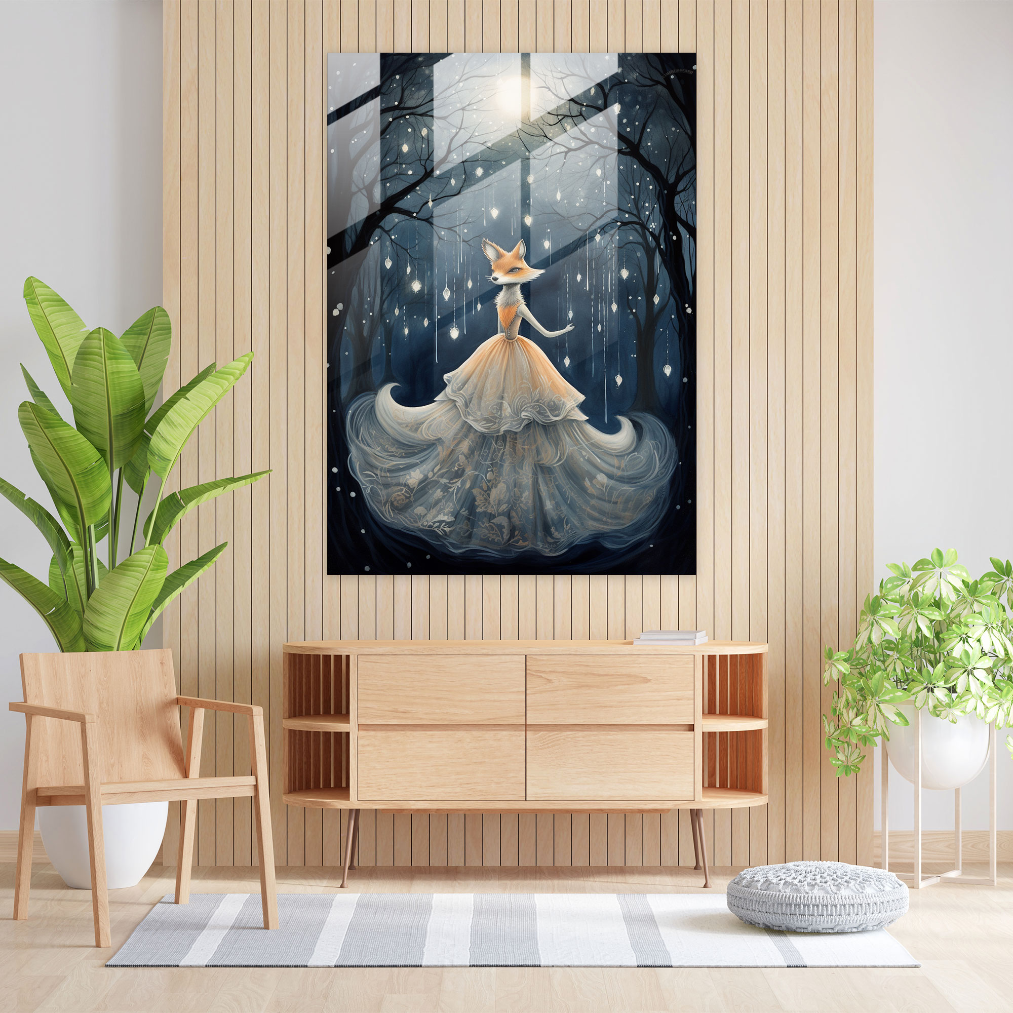 Fox Dressed Like Humans Glass Print - Animals Dressed Like Humans, Fox, Glass Wall Art, Glass Print