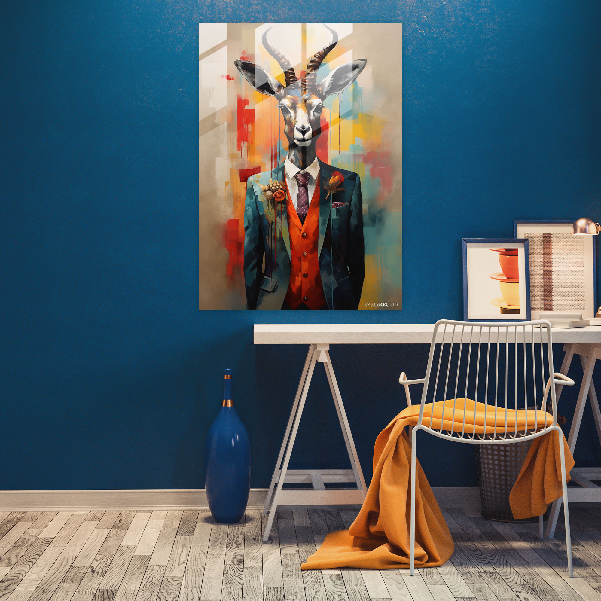 Abstract Animals Glass Wall Art - Animals Dressed Like Humans, Animals Dressed Like Humans, Glass Wall Art, Individuality