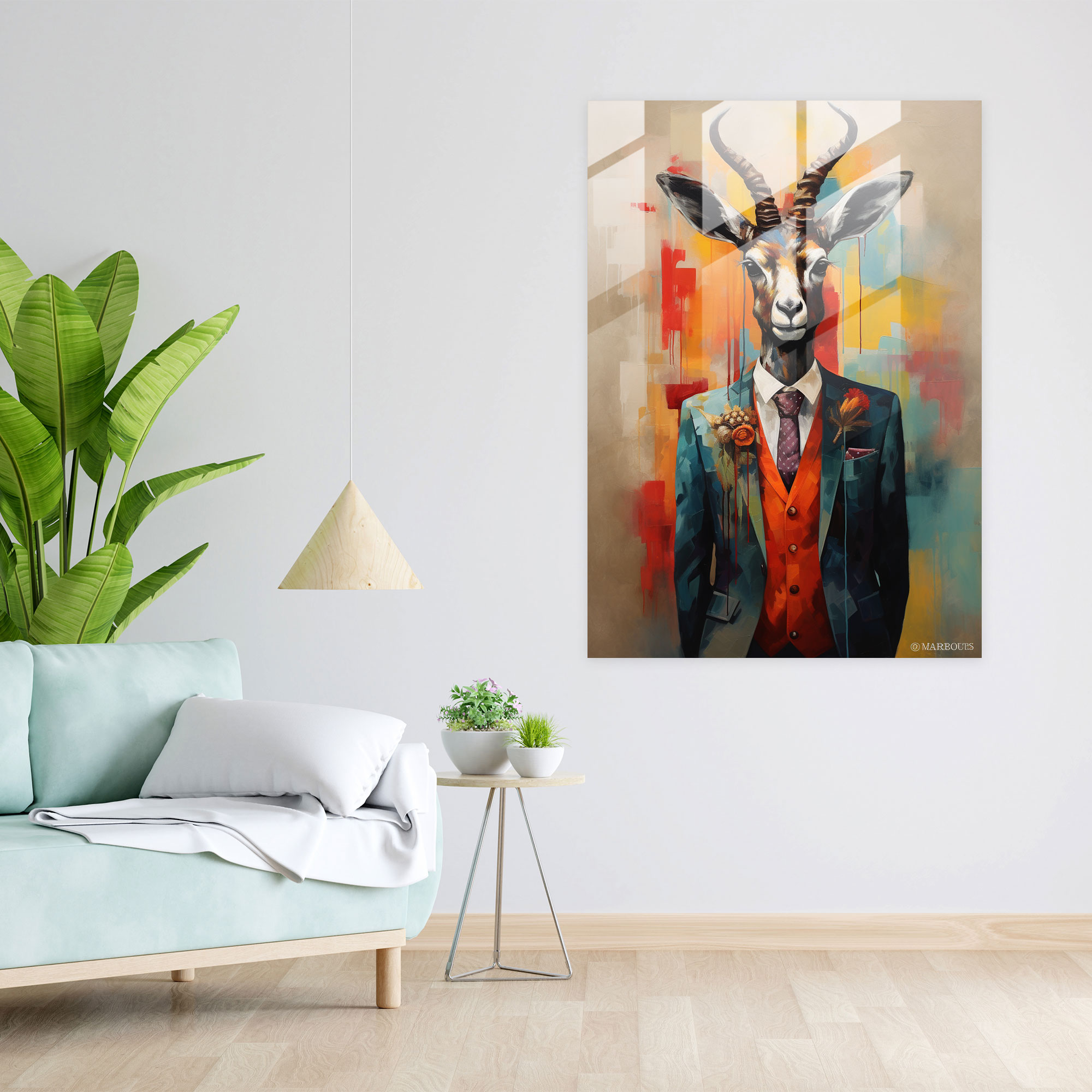 Abstract Animals Glass Wall Art - Animals Dressed Like Humans, Animals Dressed Like Humans, Glass Wall Art, Individuality