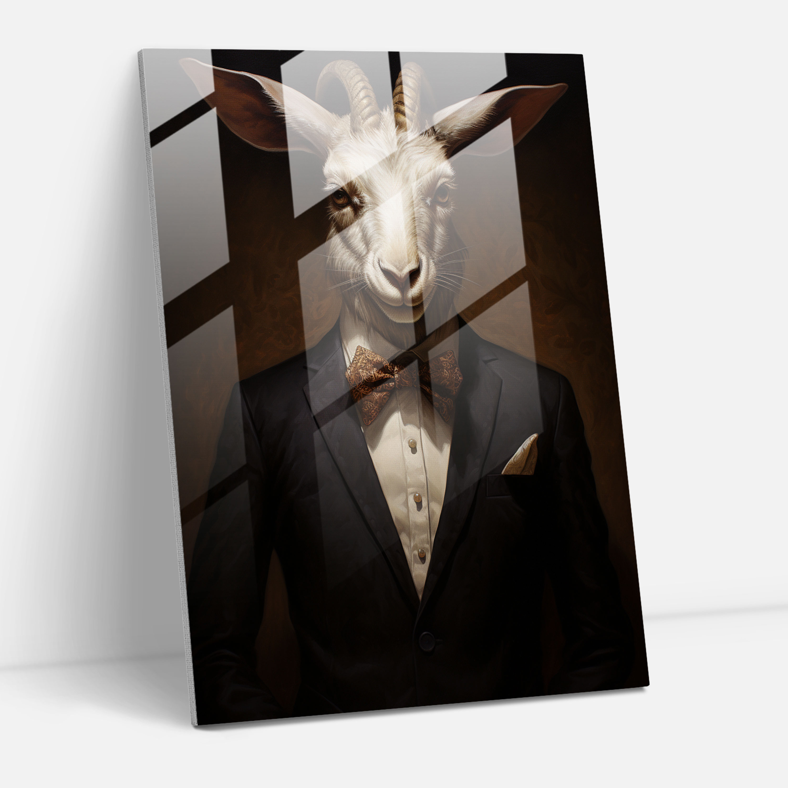 Elegant Animals Glass Print - Animals Dressed Like Humans, Wall Decoration, Animals Dressed Like Humans, Modern Art