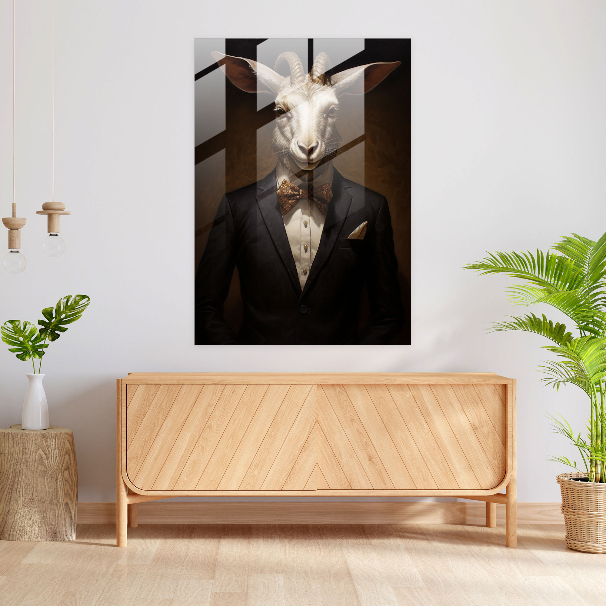 Elegant Animals Glass Print - Animals Dressed Like Humans, Wall Decoration, Animals Dressed Like Humans, Modern Art