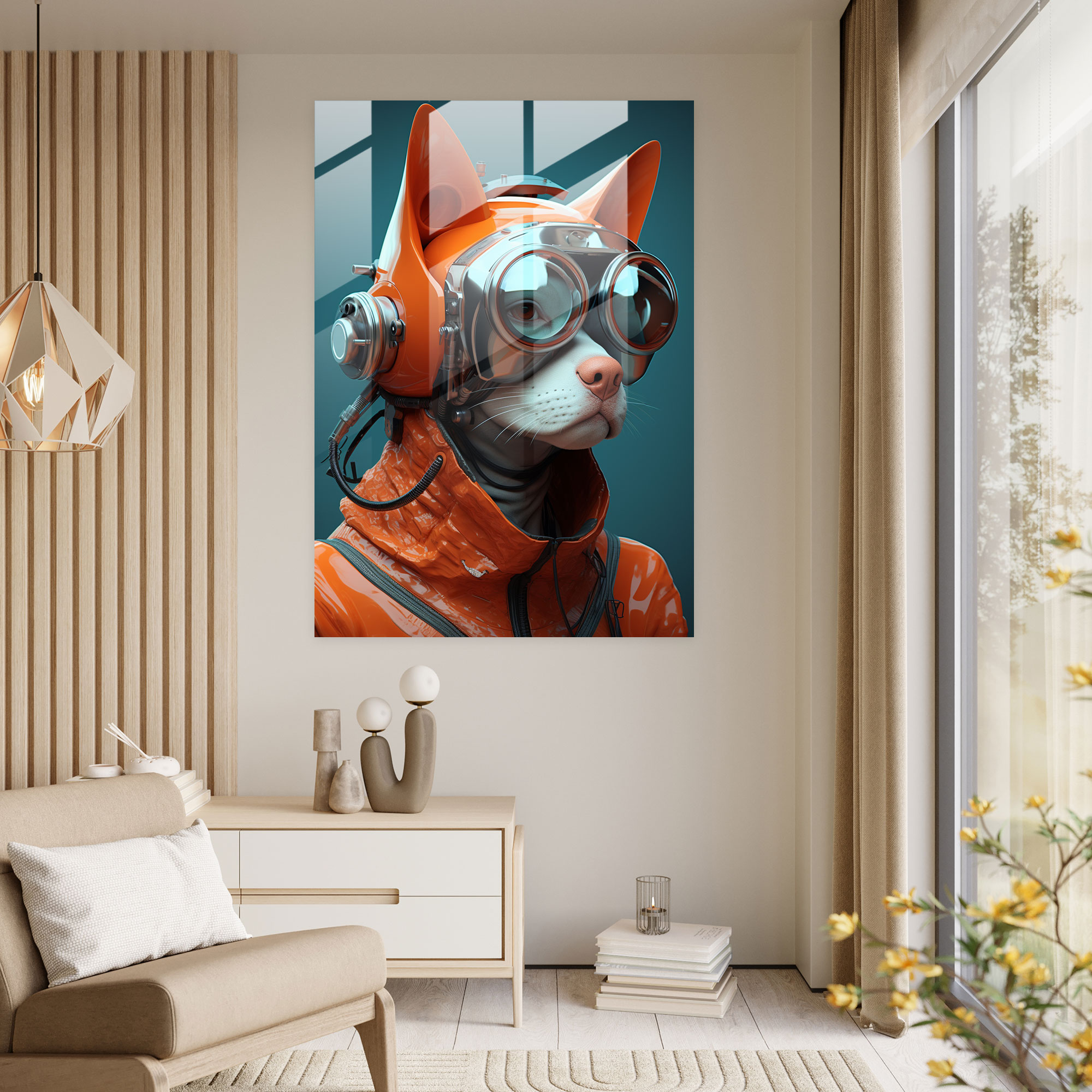 Futuristic Animals Glass Wall Art - Animals Dressed Like Humans, Glass Wall Art, Wall Decoration, Futuristic Artwork