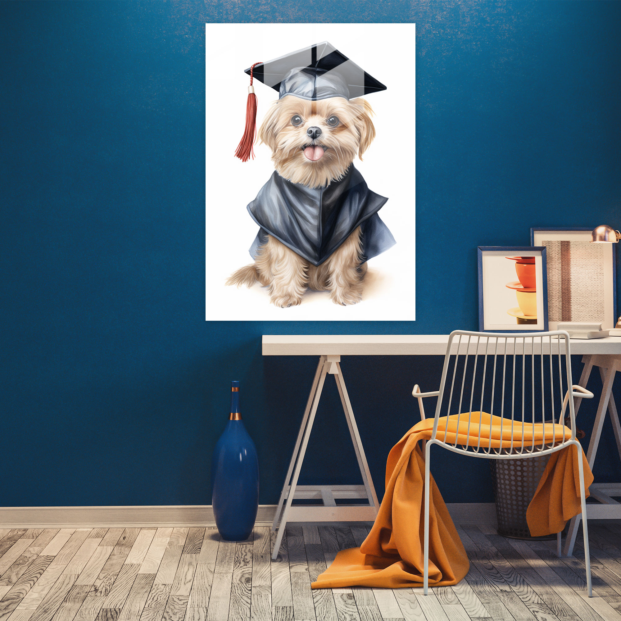 Animals Dressed Like Humans Home Decoration - Animals Dressed Like Humans, Playful Watercolor Painting, Home Decoration, Glass Print