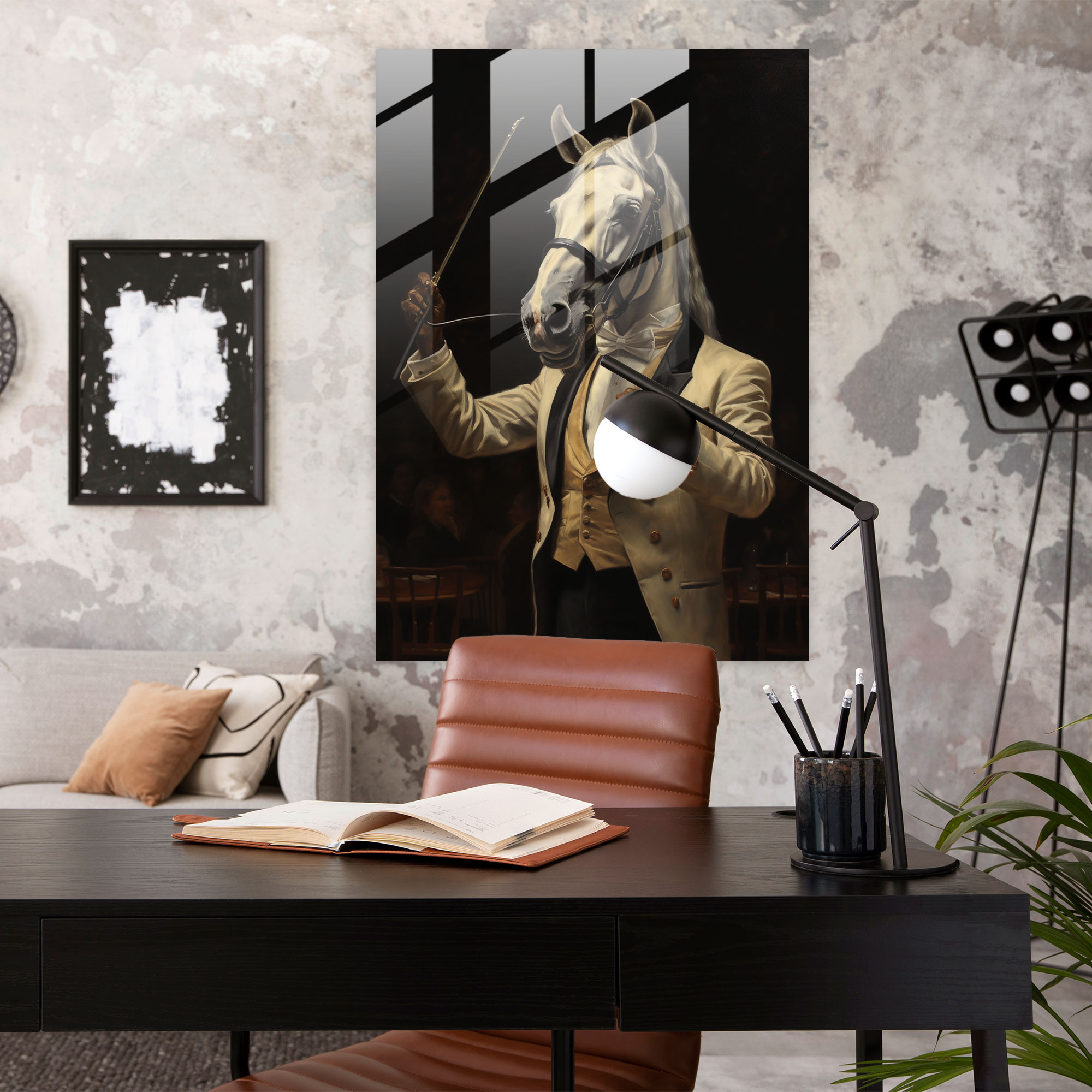 Elegant Equine Glass Print - Animals Dressed Like Humans, Wall Decoration, Modern Art, Elegant Equine