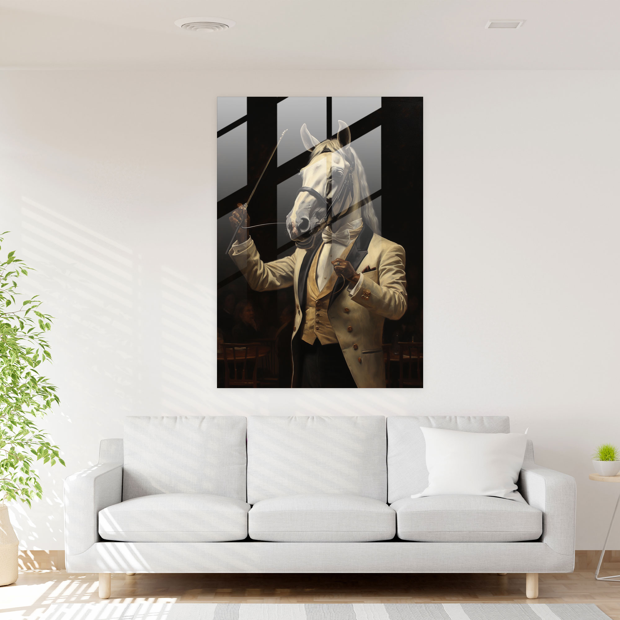 Elegant Equine Glass Print - Animals Dressed Like Humans, Wall Decoration, Modern Art, Elegant Equine