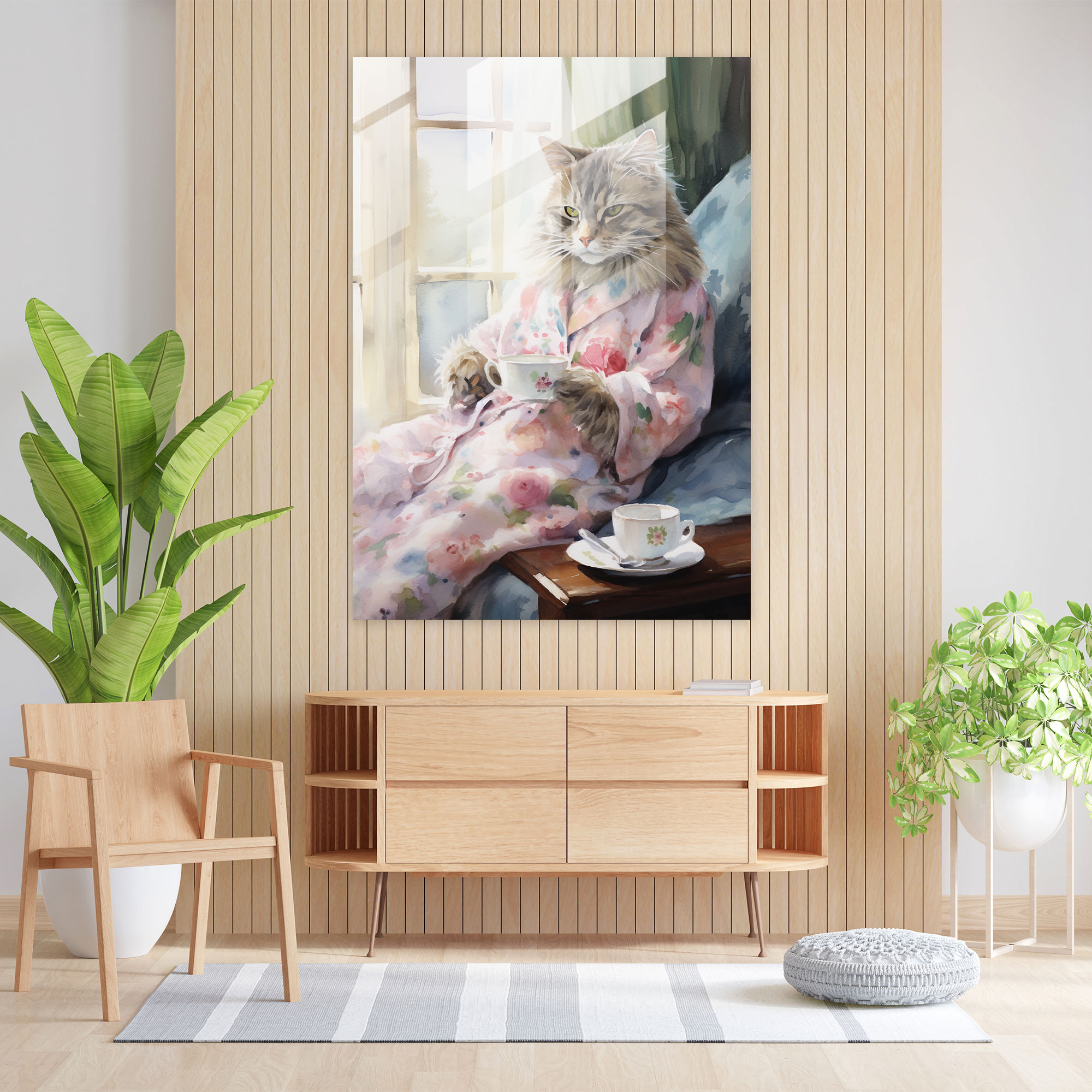Animals Dressed Like Humans Wall Decoration - Animals Dressed Like Humans, Modern Art, Glass Wall Art, Cozy Living Room